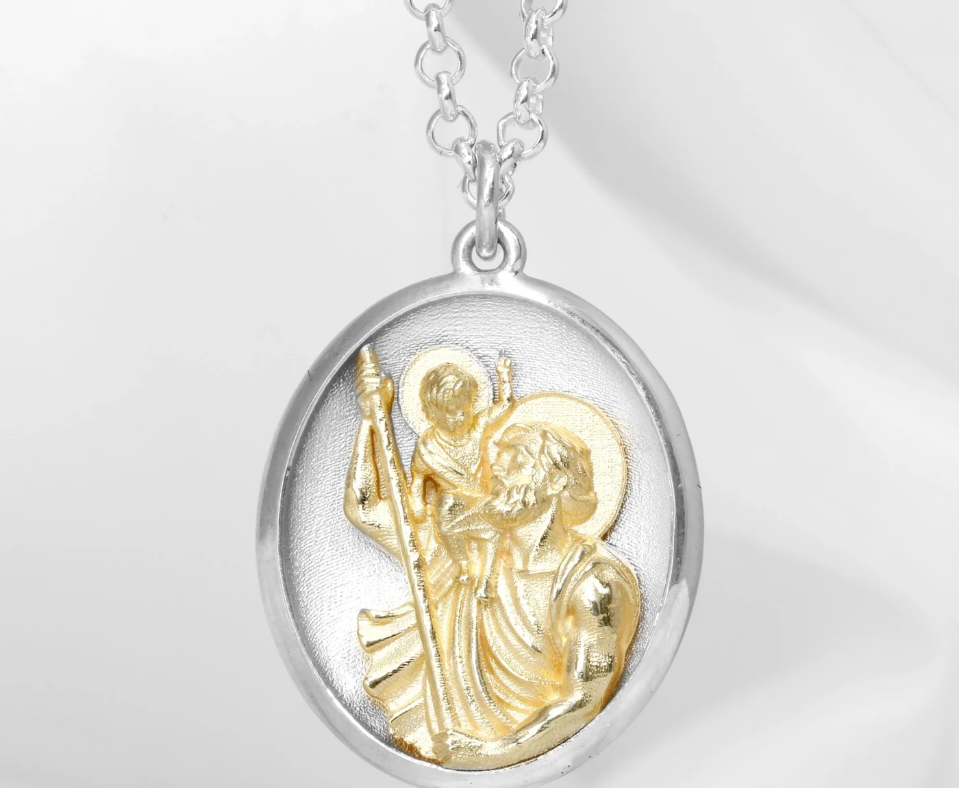 Bespoke Commission: St Christopher Pendant in 9 ct Yellow Gold and Silver