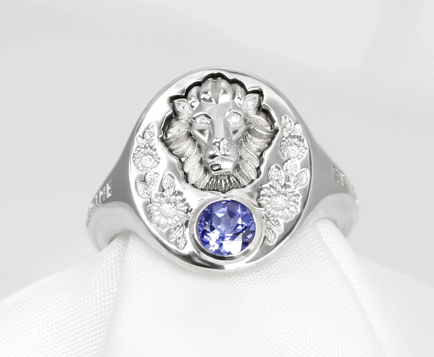 Bespoke Commission: Signet Ring in White Gold with Tanzanite Gemstone 