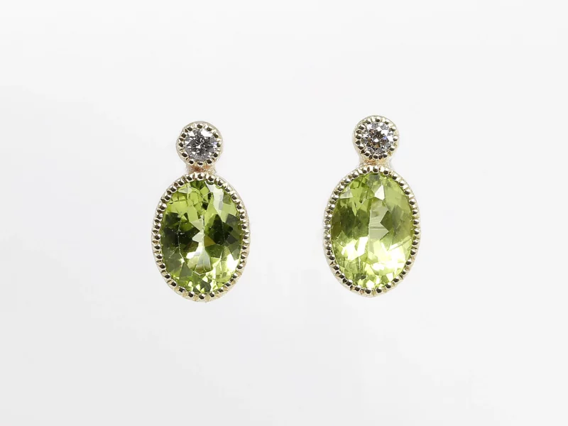 Peridot & Diamond Jardin Des Délices Earrings in 9ct Yellow Gold