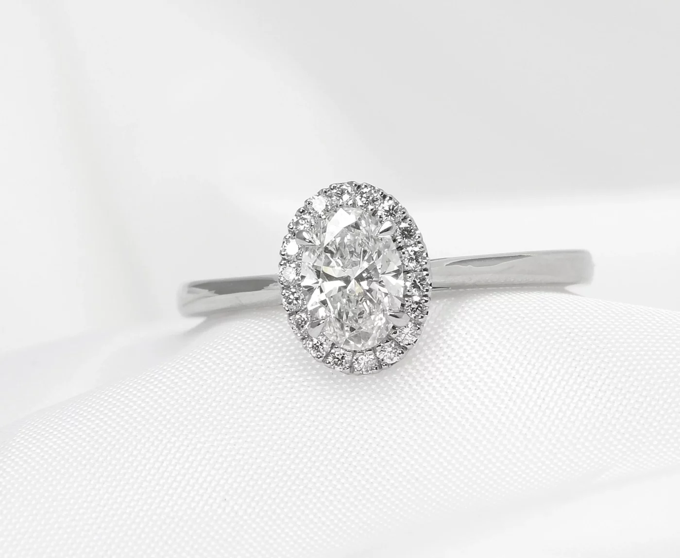 Oval Diamond Cluster Ring in Platinum