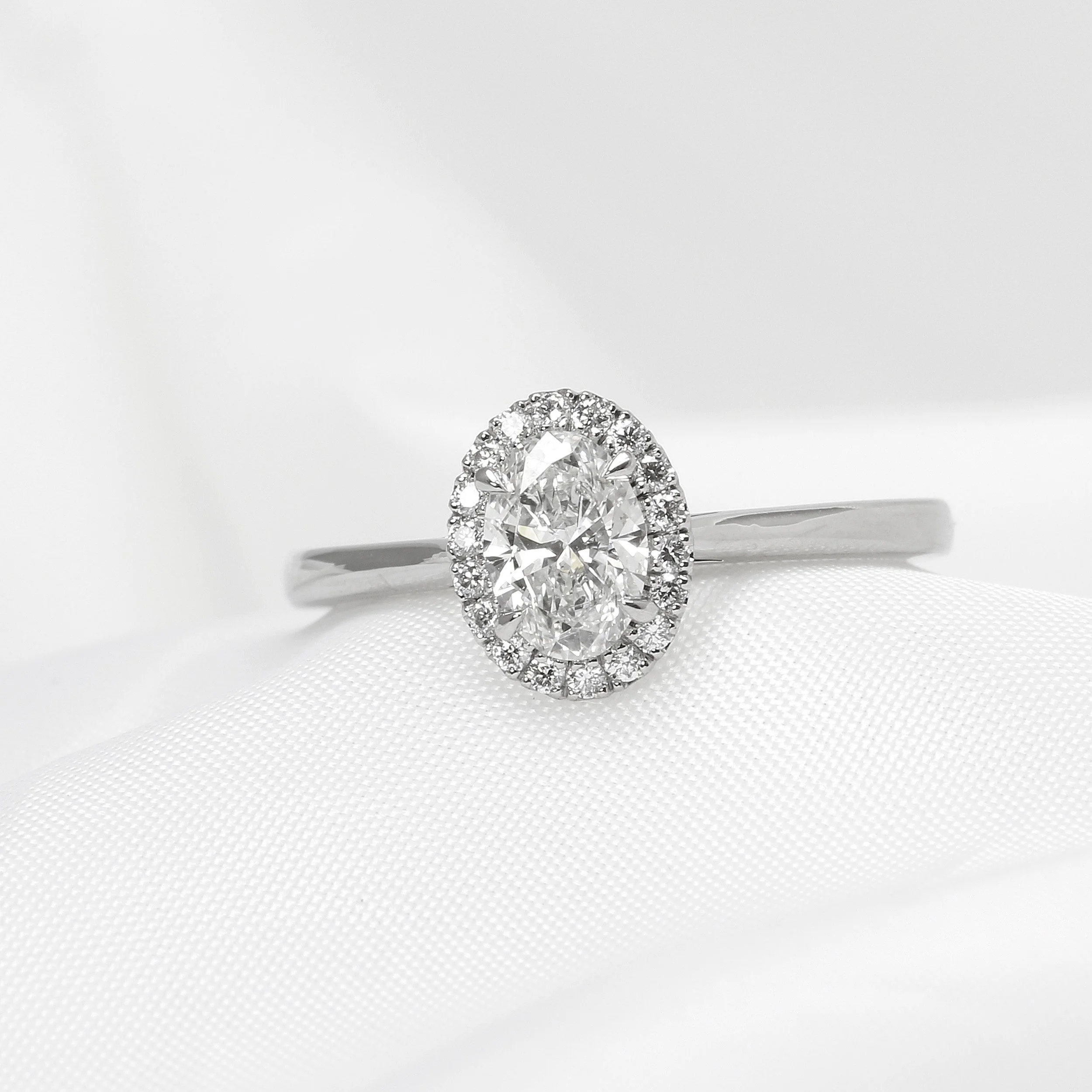 Oval Diamond Cluster Ring in Platinum