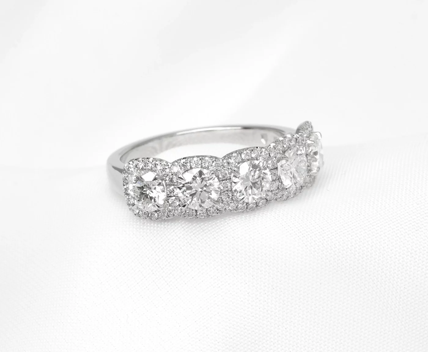 Diamond Five Stone Multi-Cluster Ring in Platinum