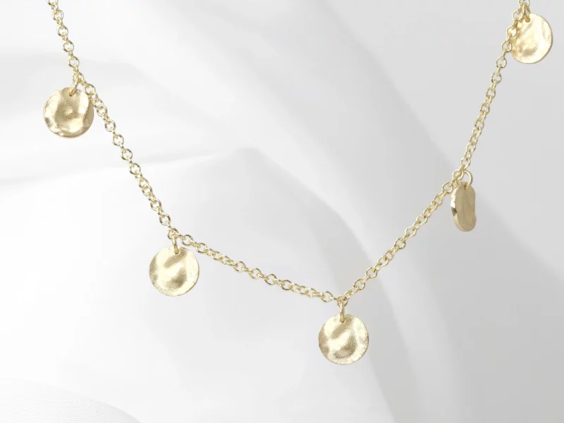 Molten Disc Multi-Drop Necklace in Yellow Gold 