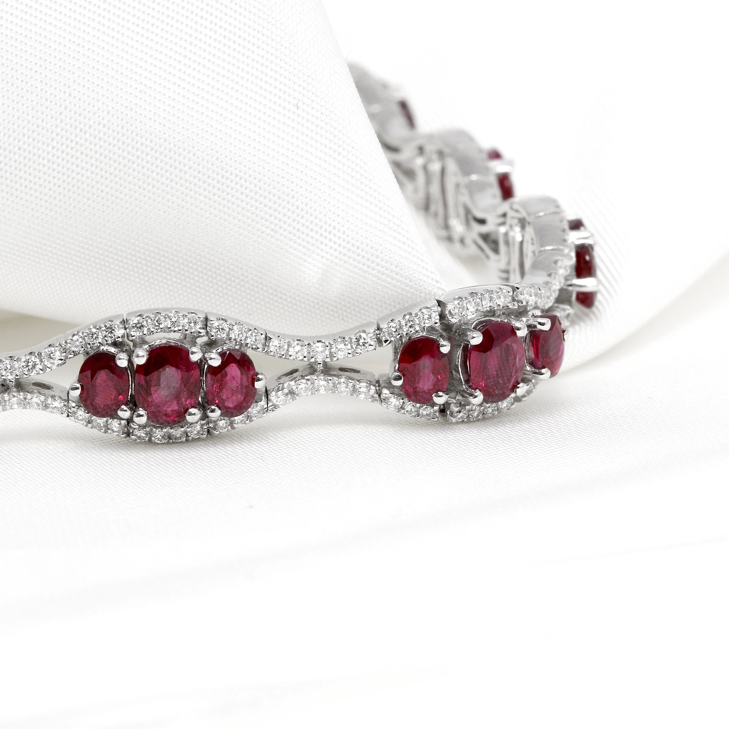 Ruby & Diamond Line Bracelet