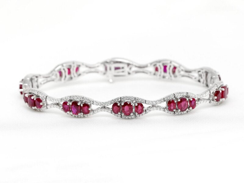 Ruby & Diamond Line Bracelet 