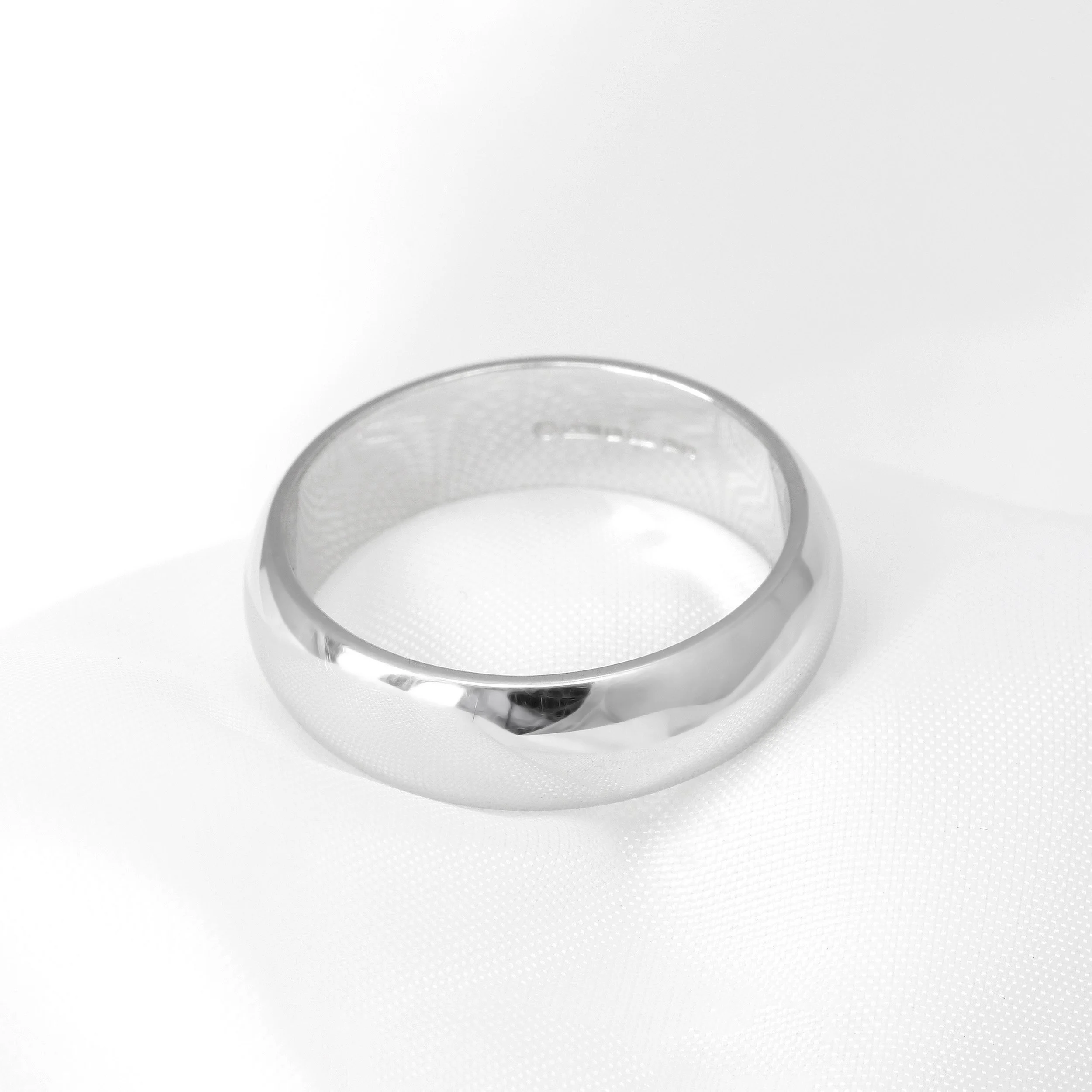 D Profile Wedding Ring in White Gold