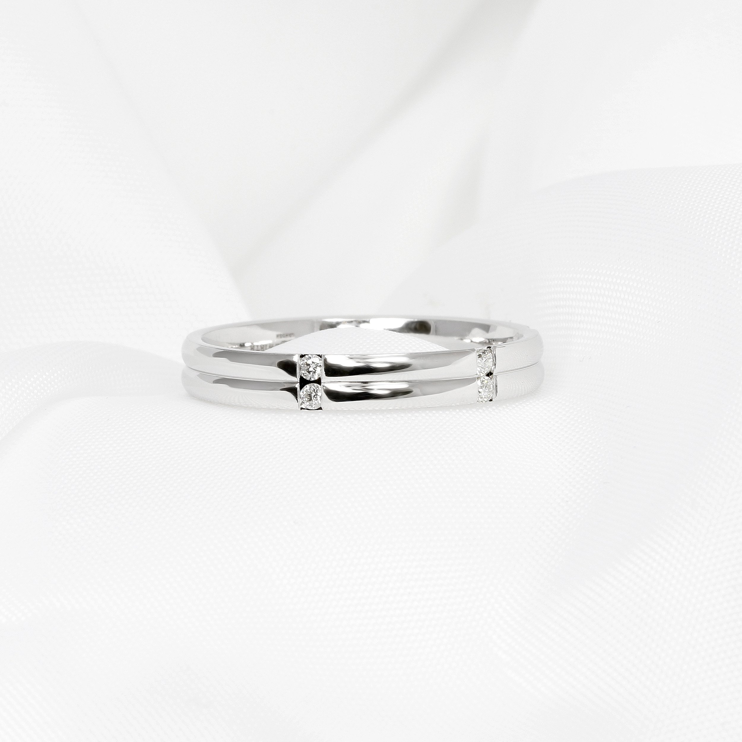 White Gold & Diamond Double Band Ring