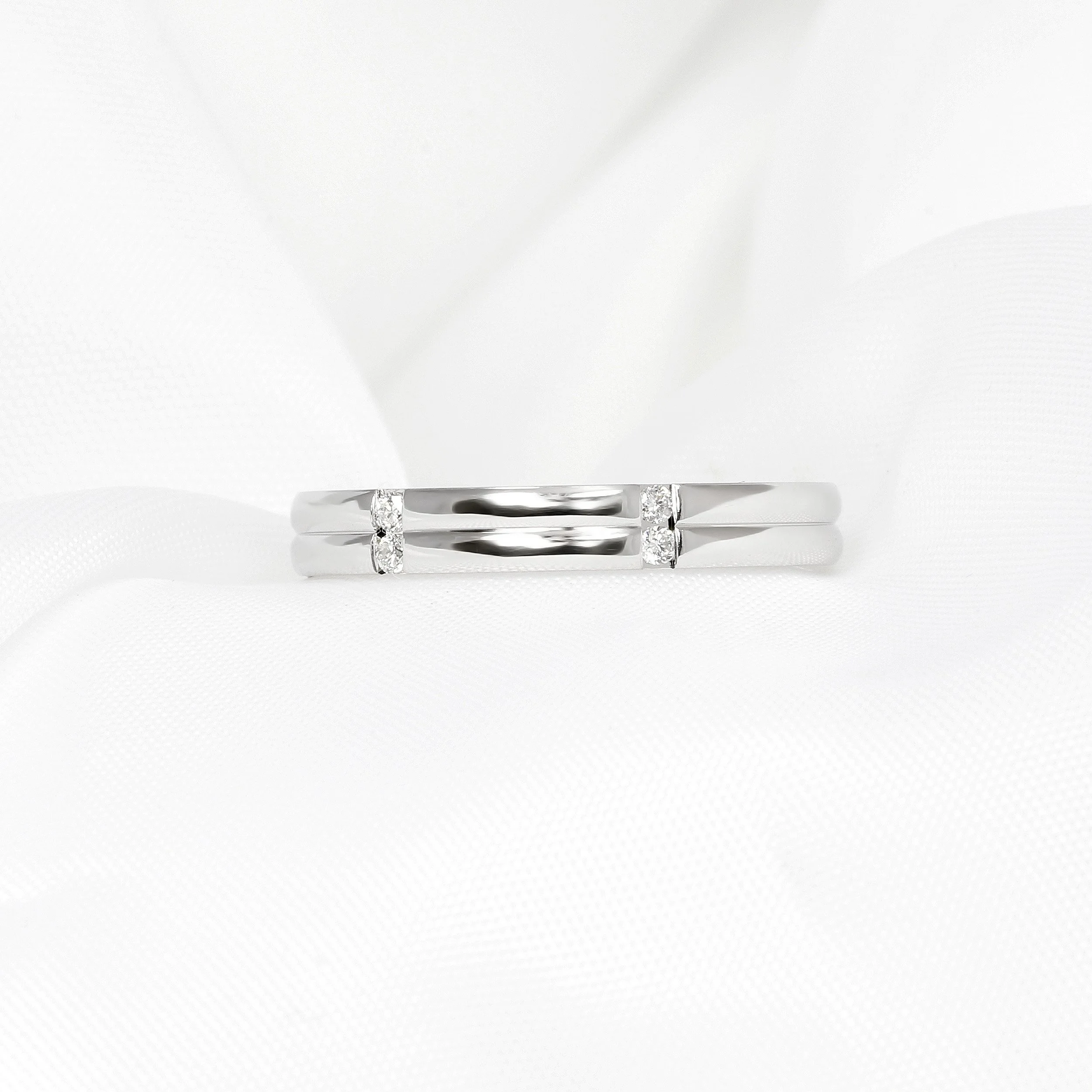 White Gold & Diamond Double Band Ring