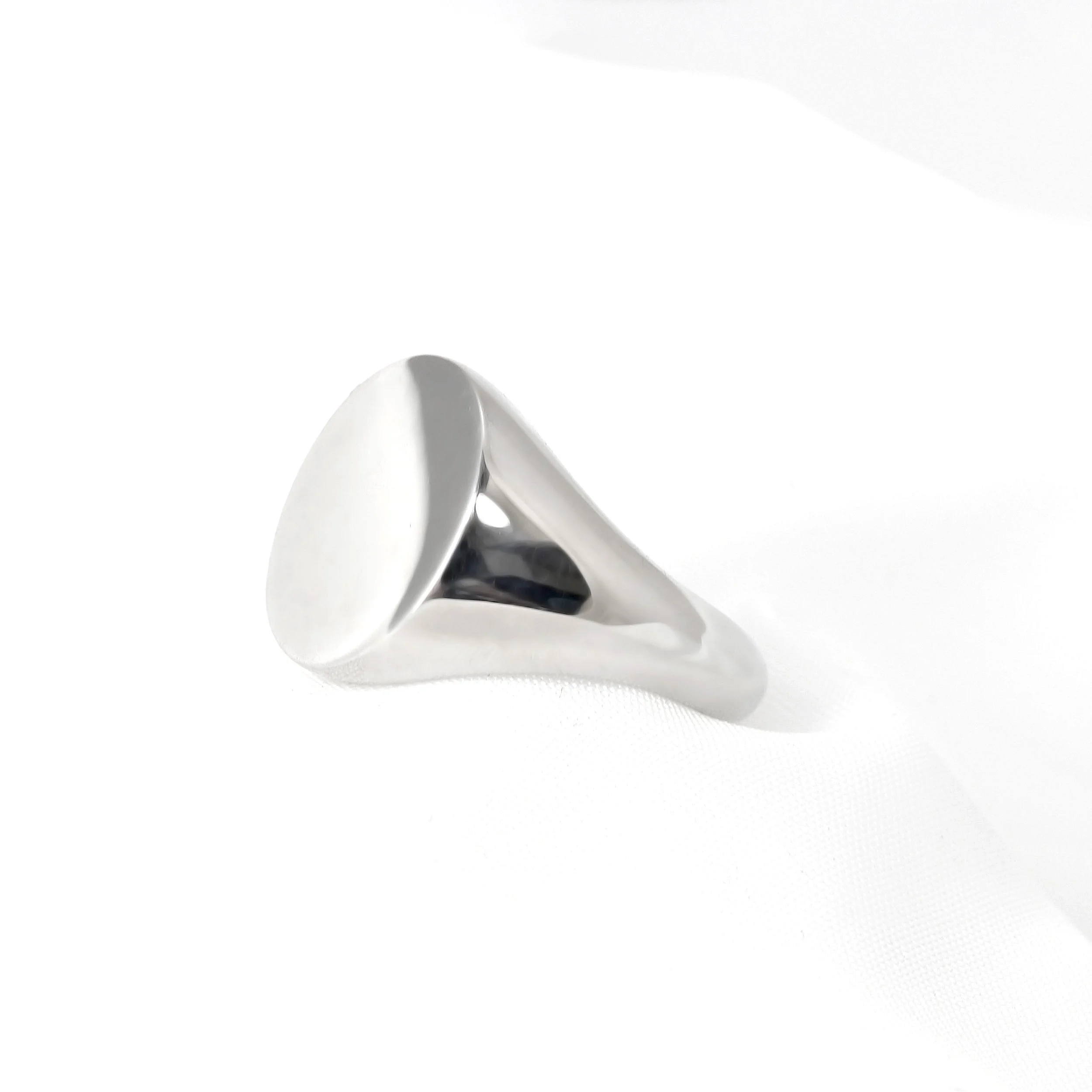 White Gold Oval Signet Ring