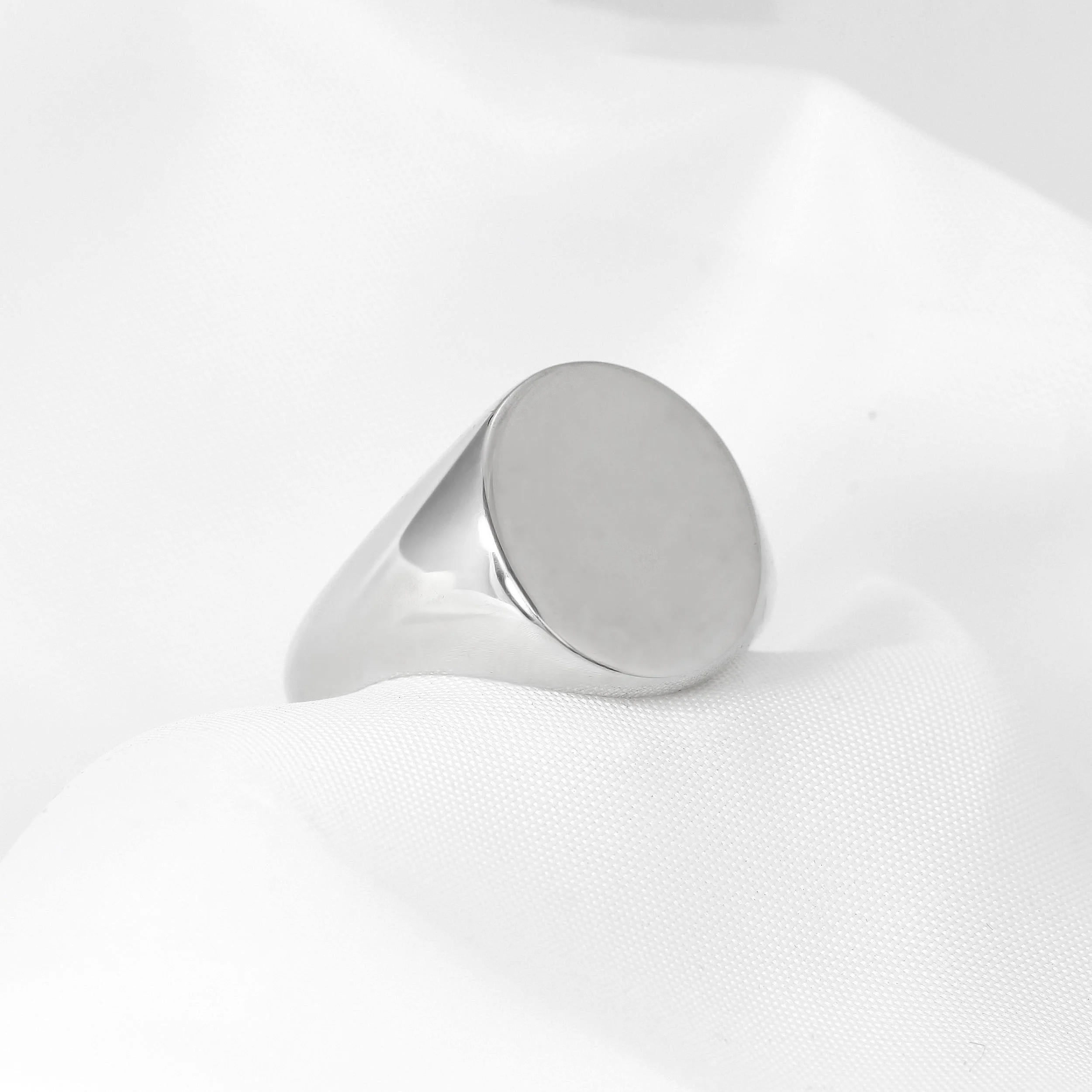 White Gold Oval Signet Ring