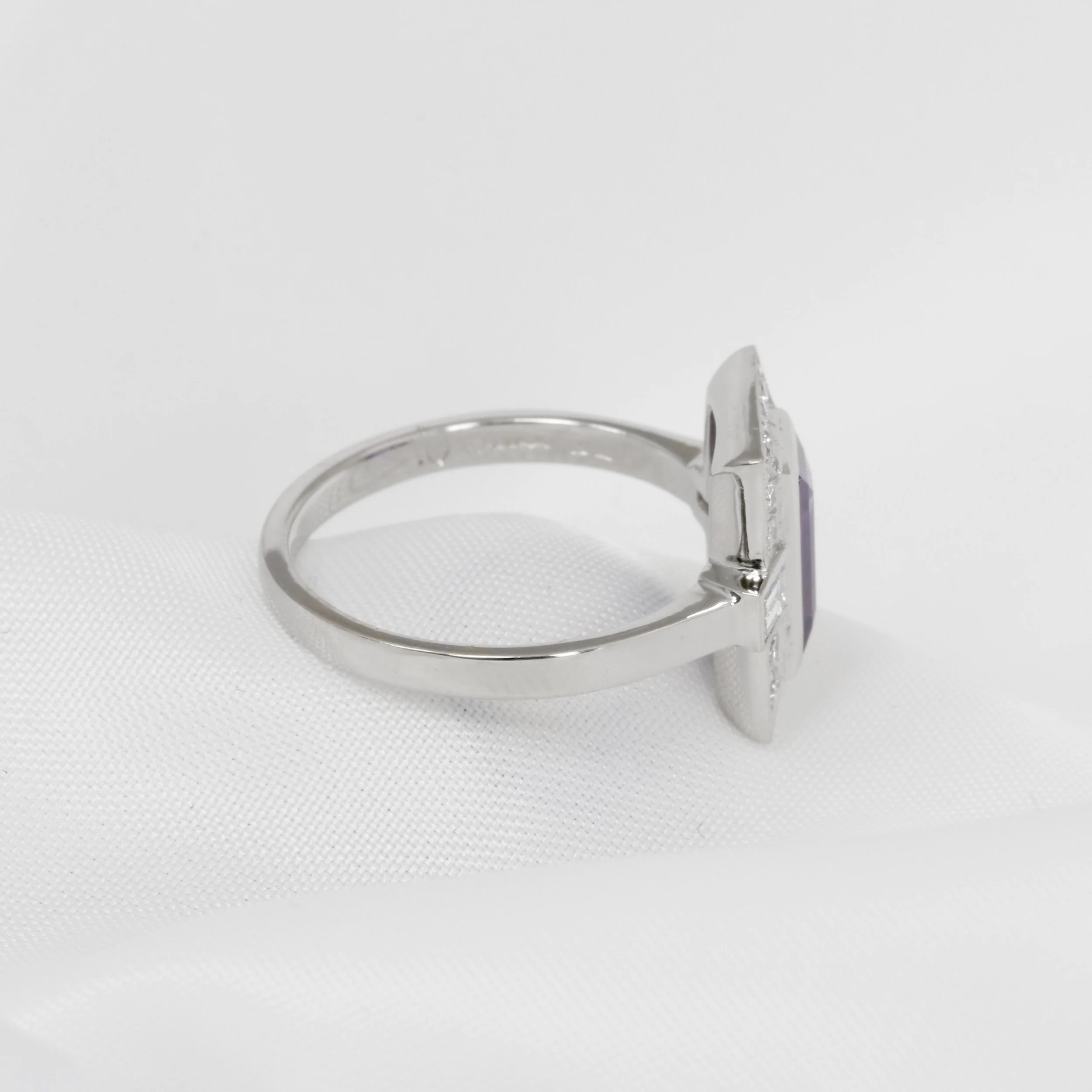 Purple Sapphire & Diamond Ring in Platinum