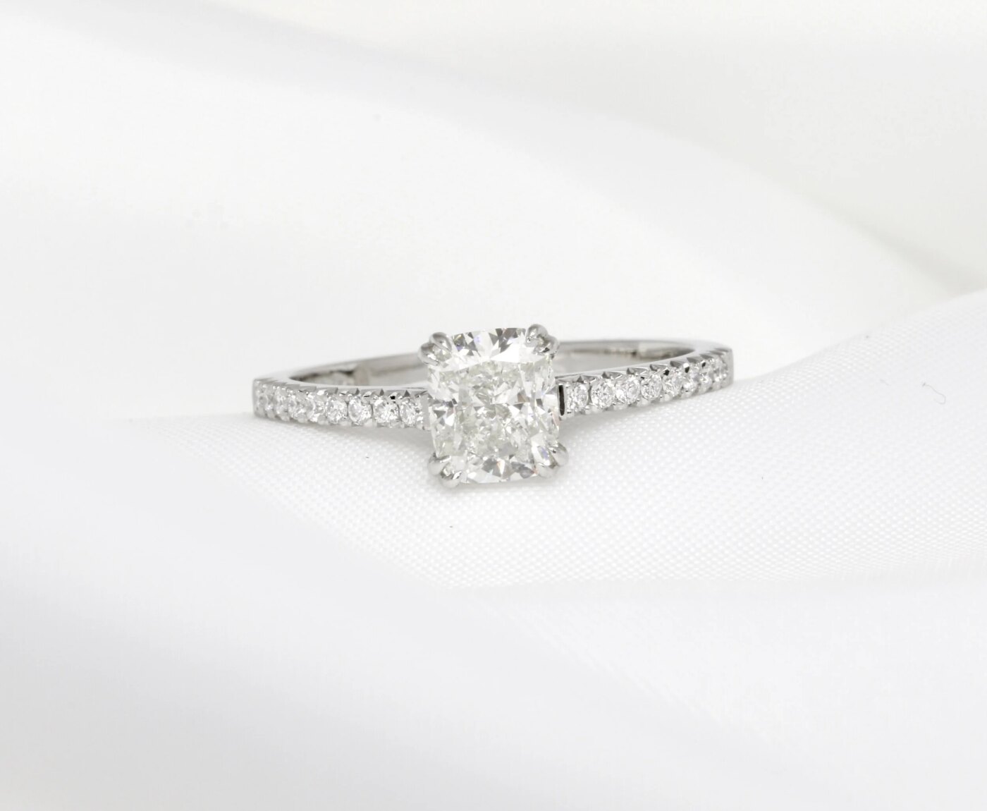 Cushion Cut Diamond Ring in Platinum
