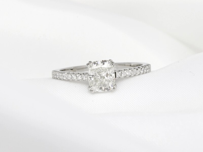 Cushion Cut Diamond Ring in Platinum 