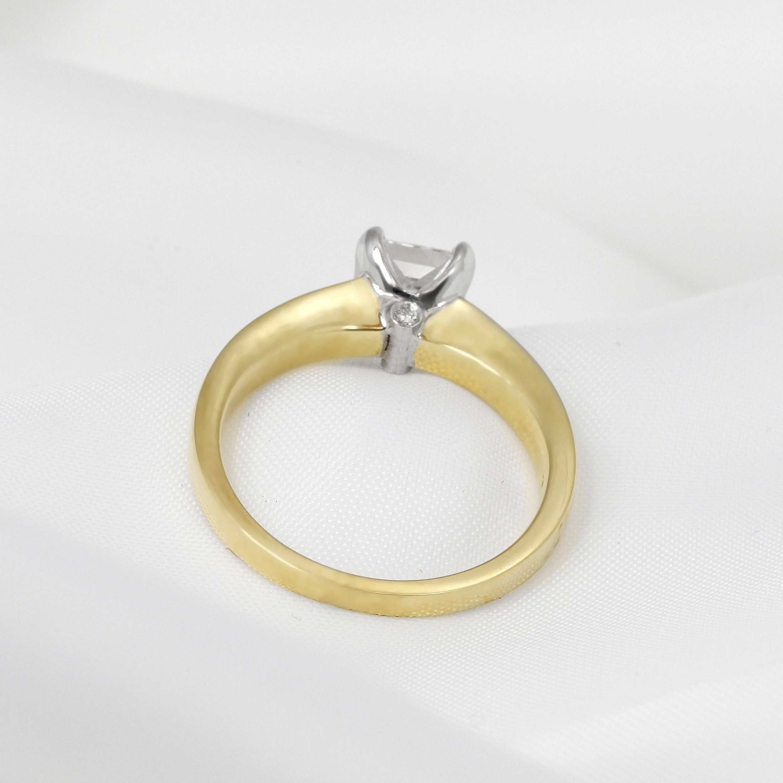 Square Modified Brilliant Cut Diamond Ring in Yellow Gold