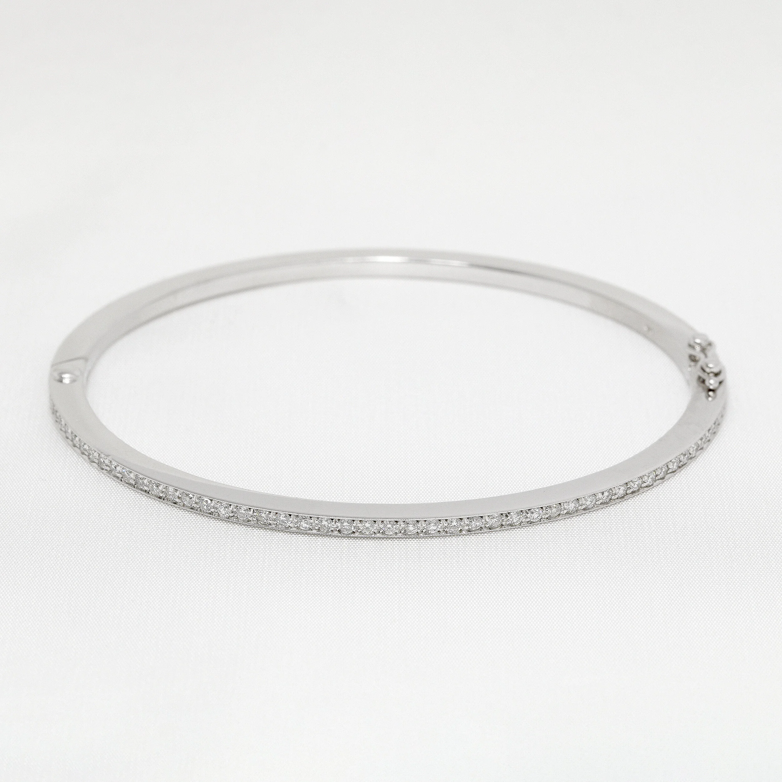 Hinged Diamond Bangle in White Gold