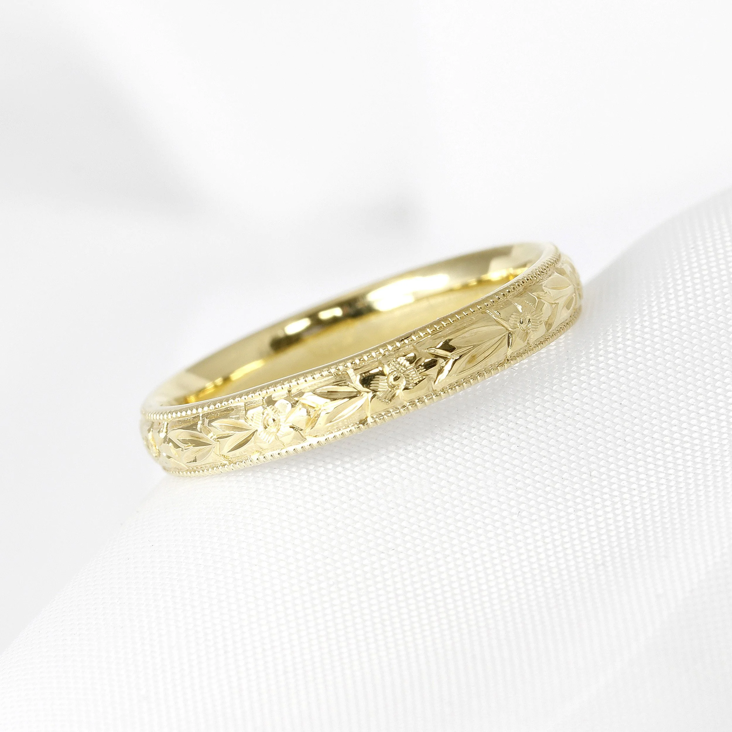 Orange Blossom Yellow Gold Wedding Ring