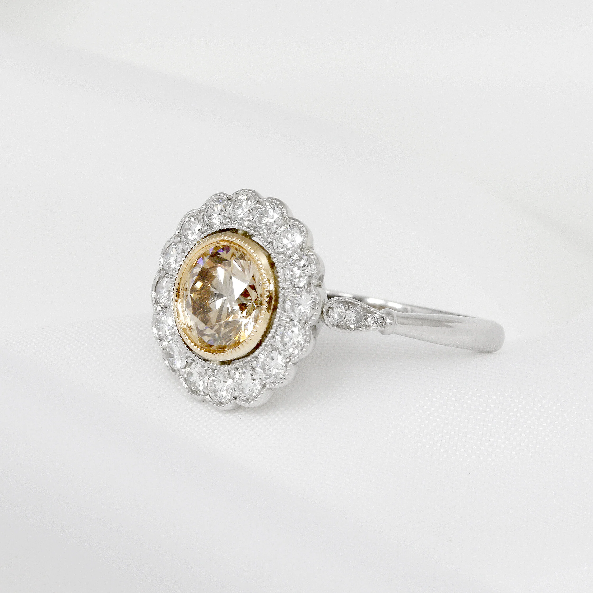 Cognac Diamond Cluster Ring