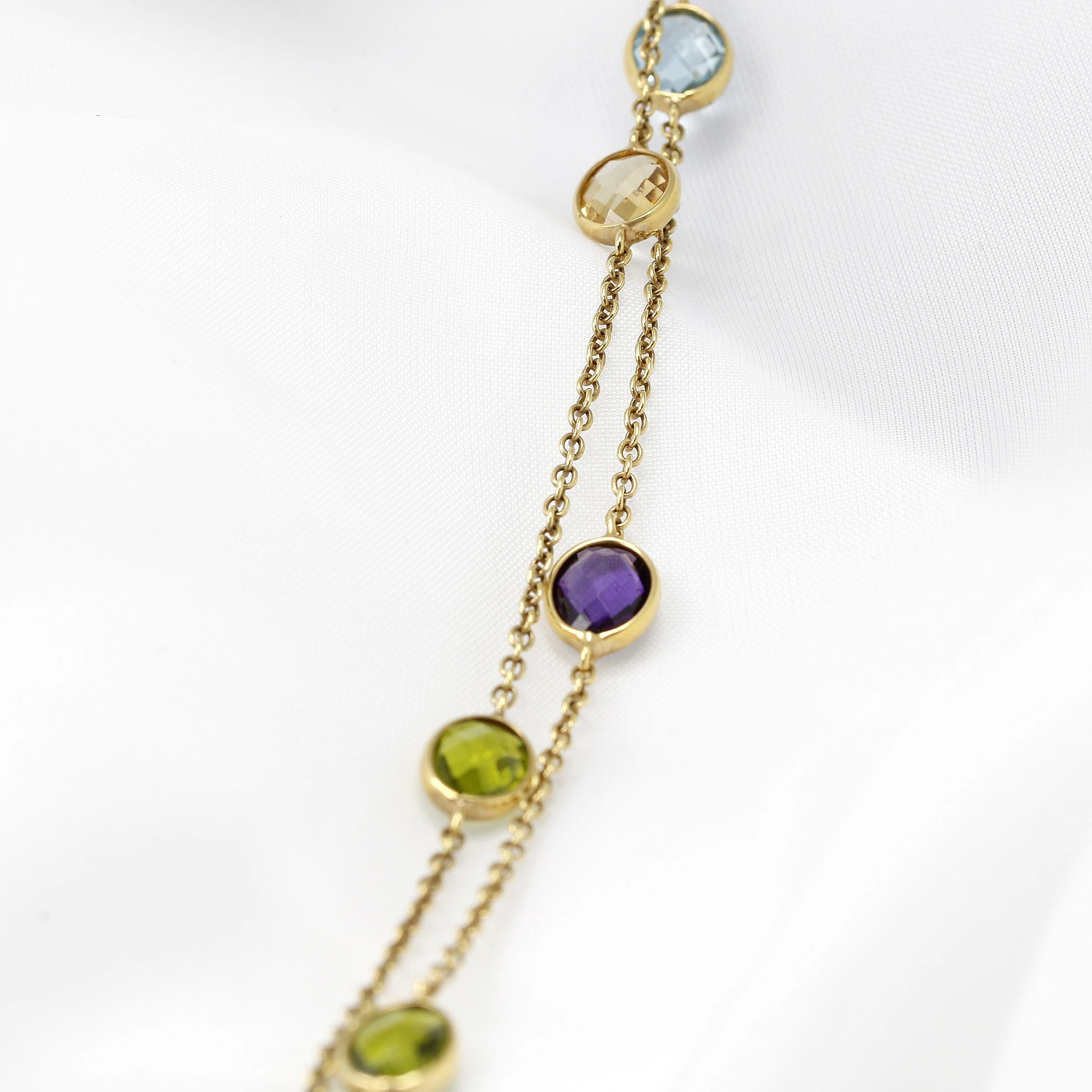 Multi-Stone Station Necklace in 9ct Yellow Gold