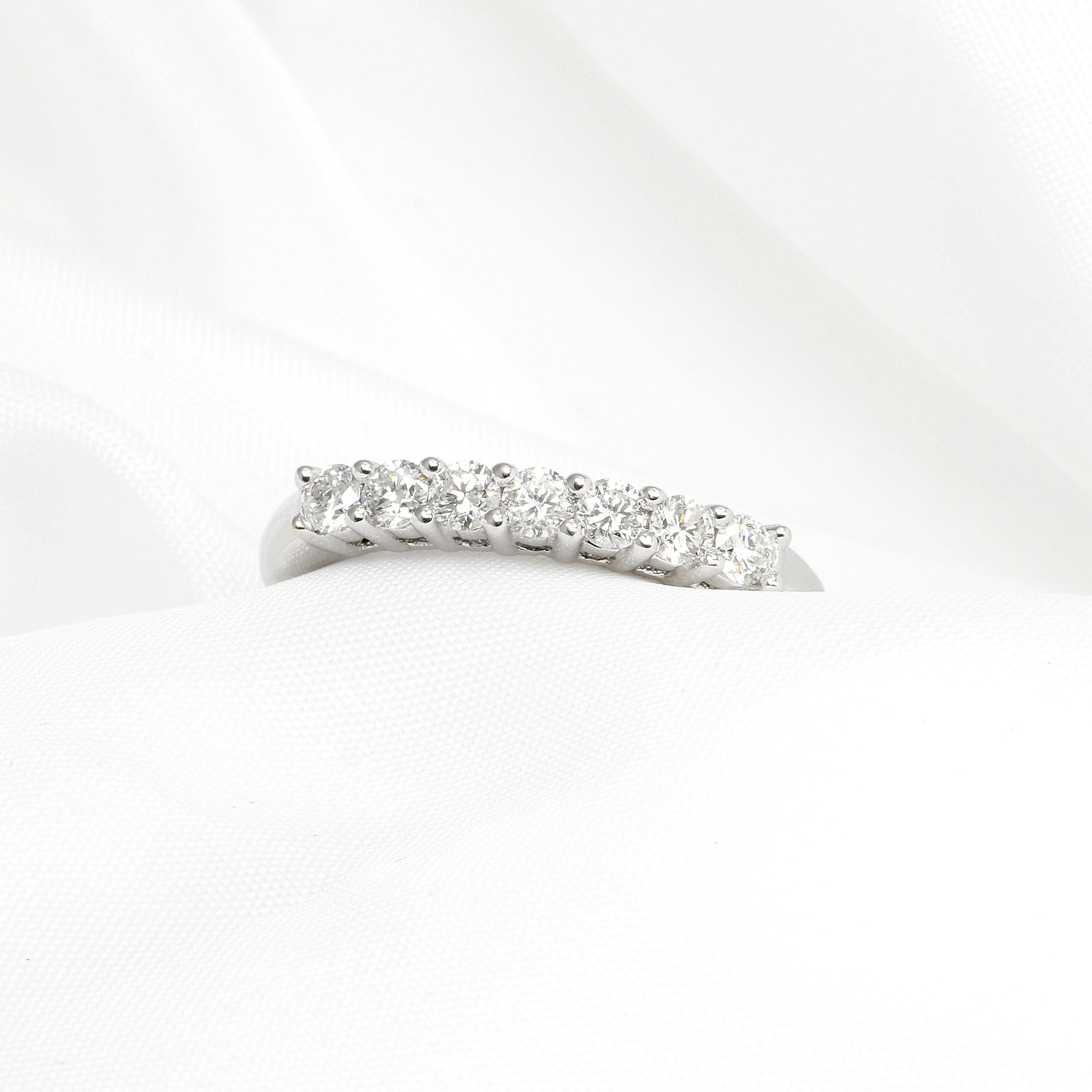 Seven Stone Diamond Half Eternity Ring in 18ct White Gold
