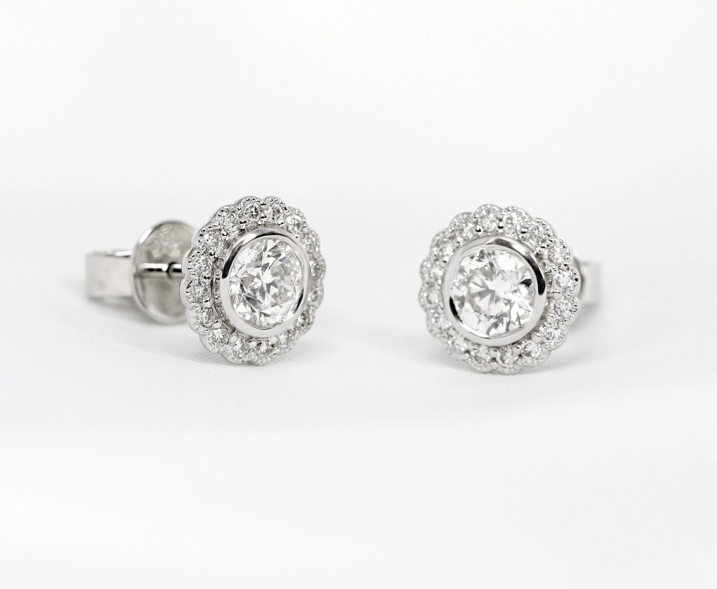 Diamond Cluster Earrings in 18ct White Gold 
