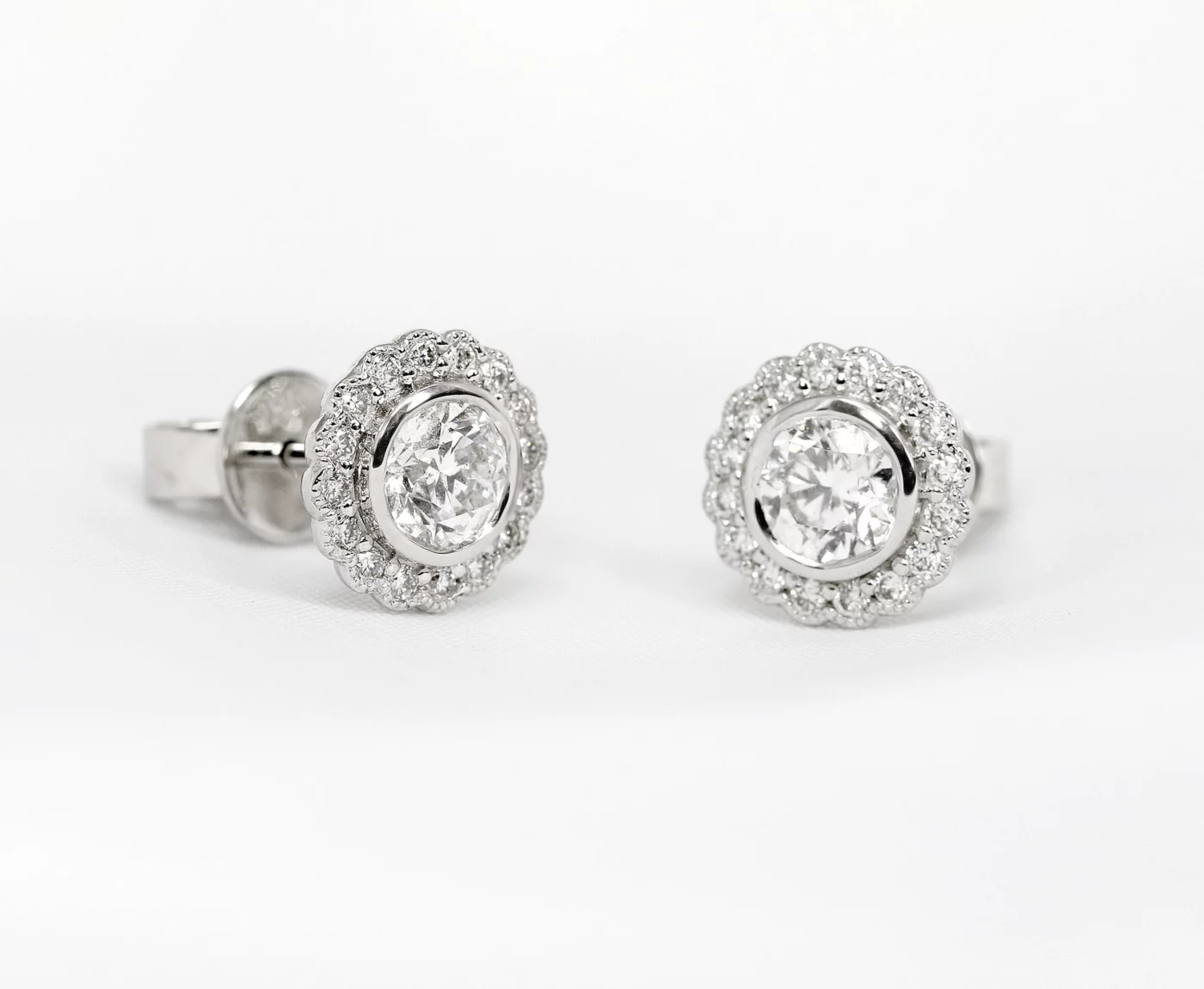Diamond Cluster Earrings in 18ct White Gold 
