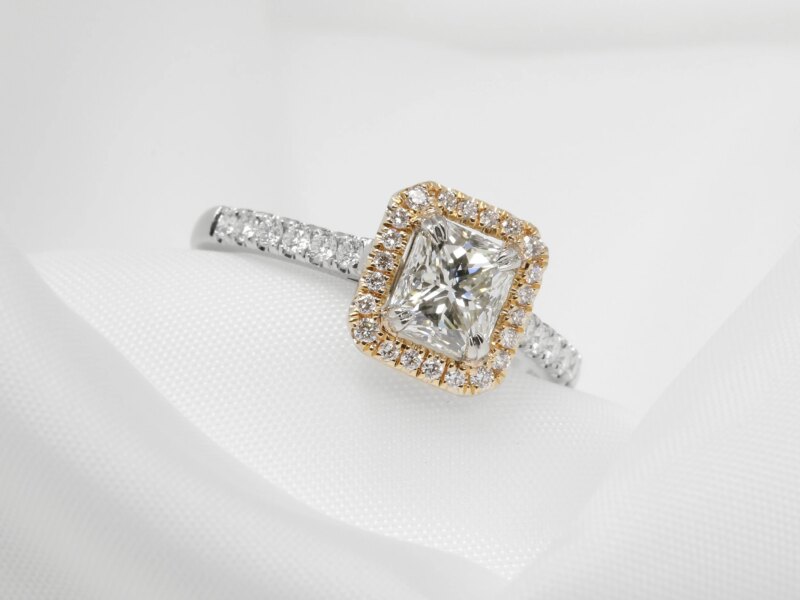 Radiant Cut Diamond Ring in White & Rose Gold 