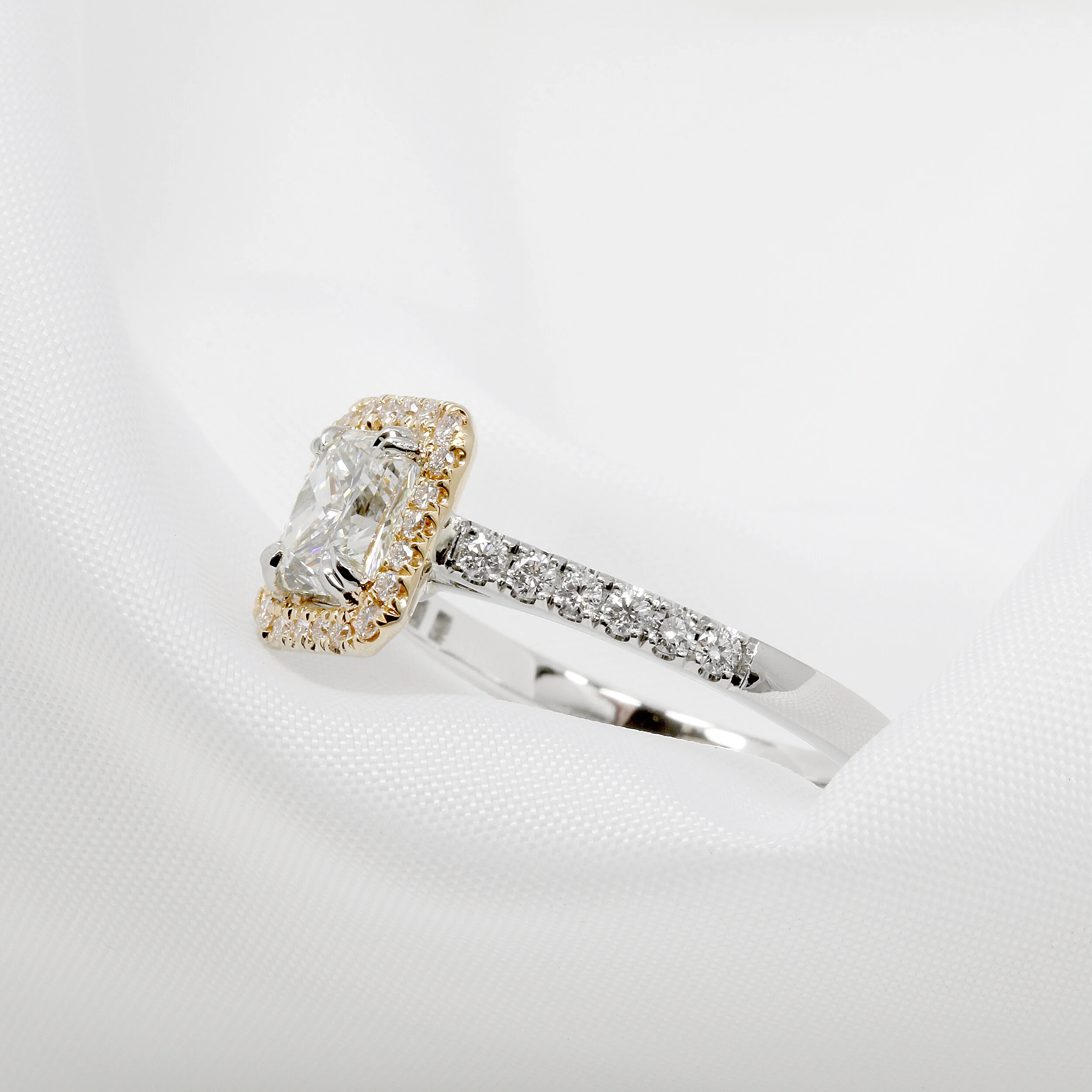 Radiant Cut Diamond Ring in White & Rose Gold