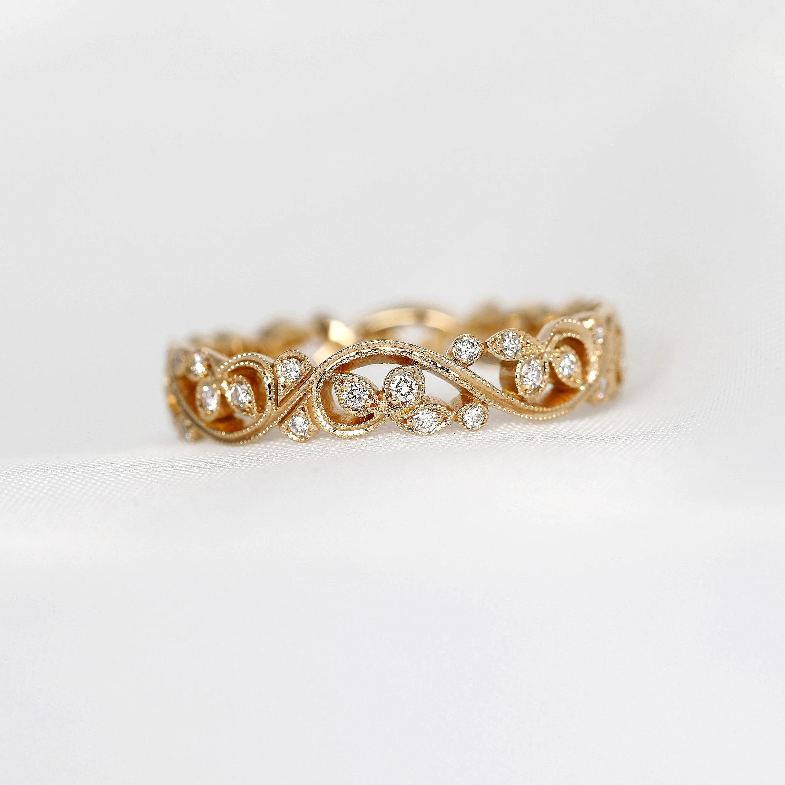 Rose Gold Foliate Eternity Ring
