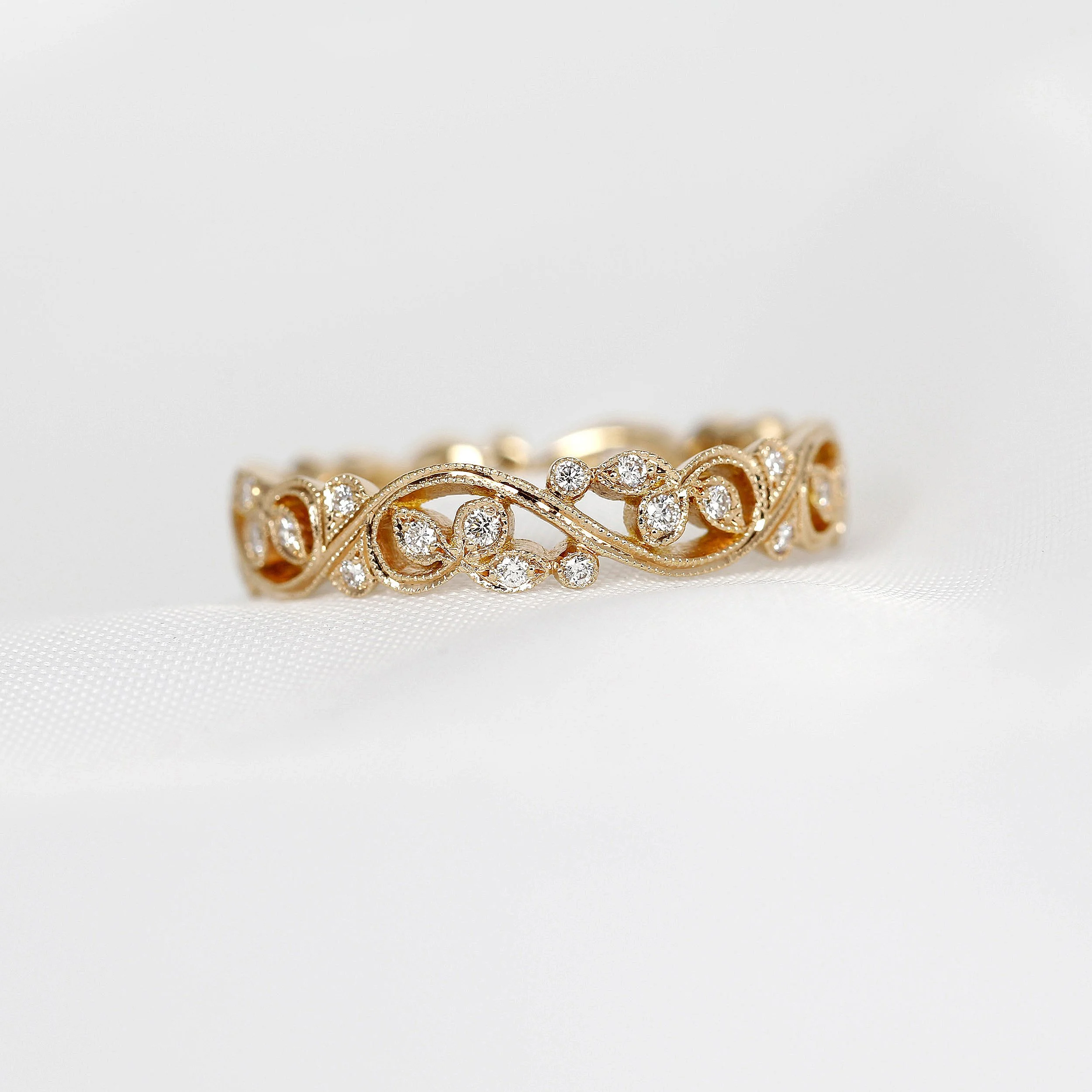Rose Gold Foliate Eternity Ring