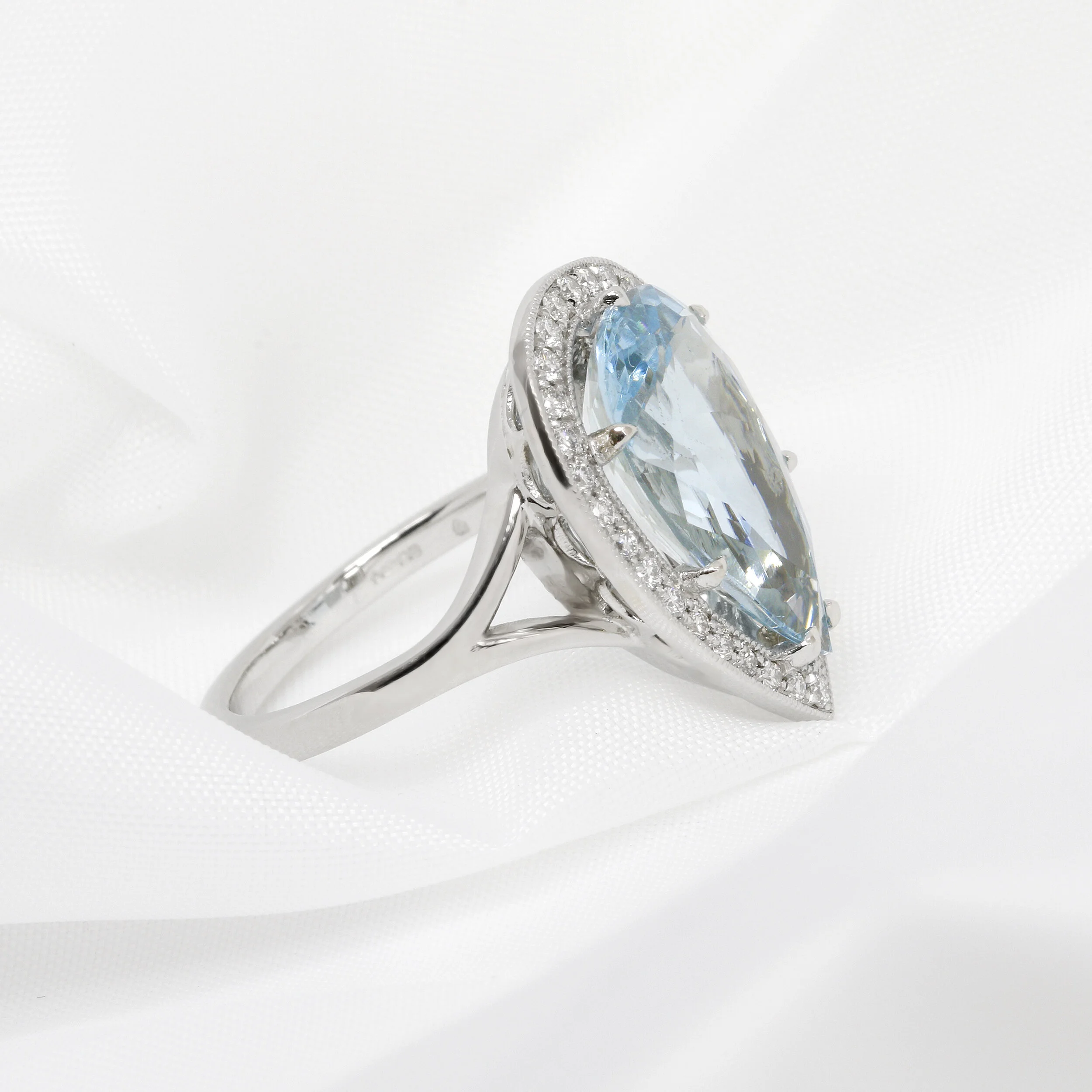 Aquamarine & Diamond Platinum Cocktail Ring