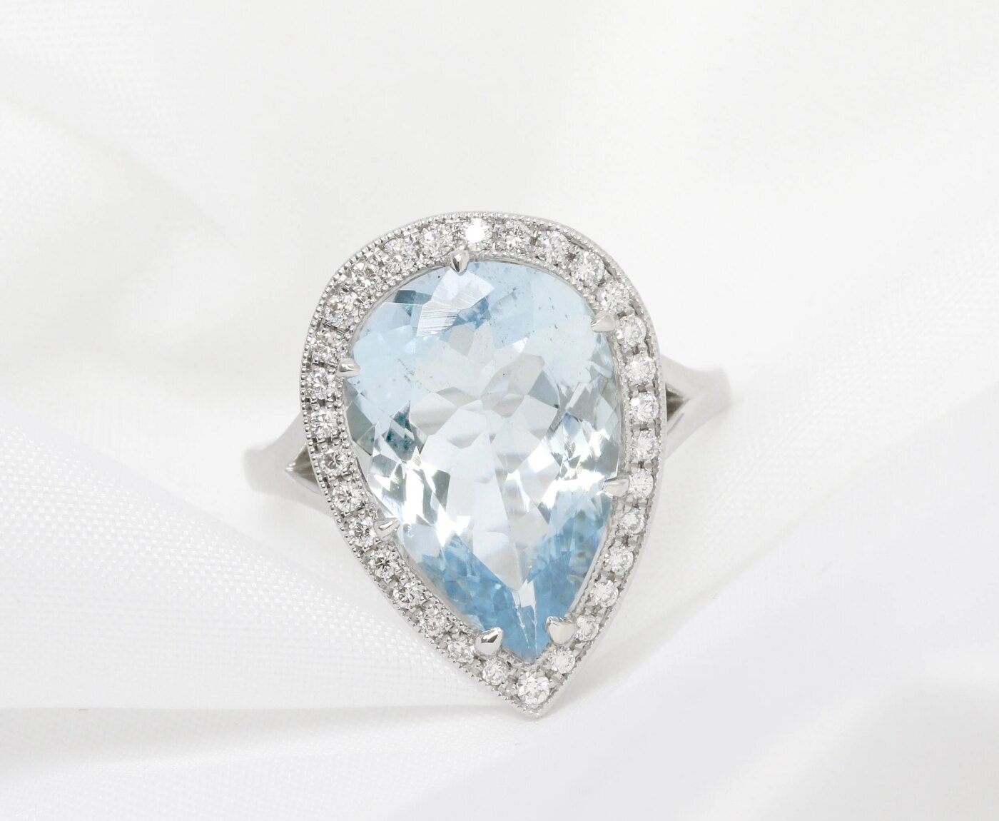 Aquamarine & Diamond Platinum Cocktail Ring