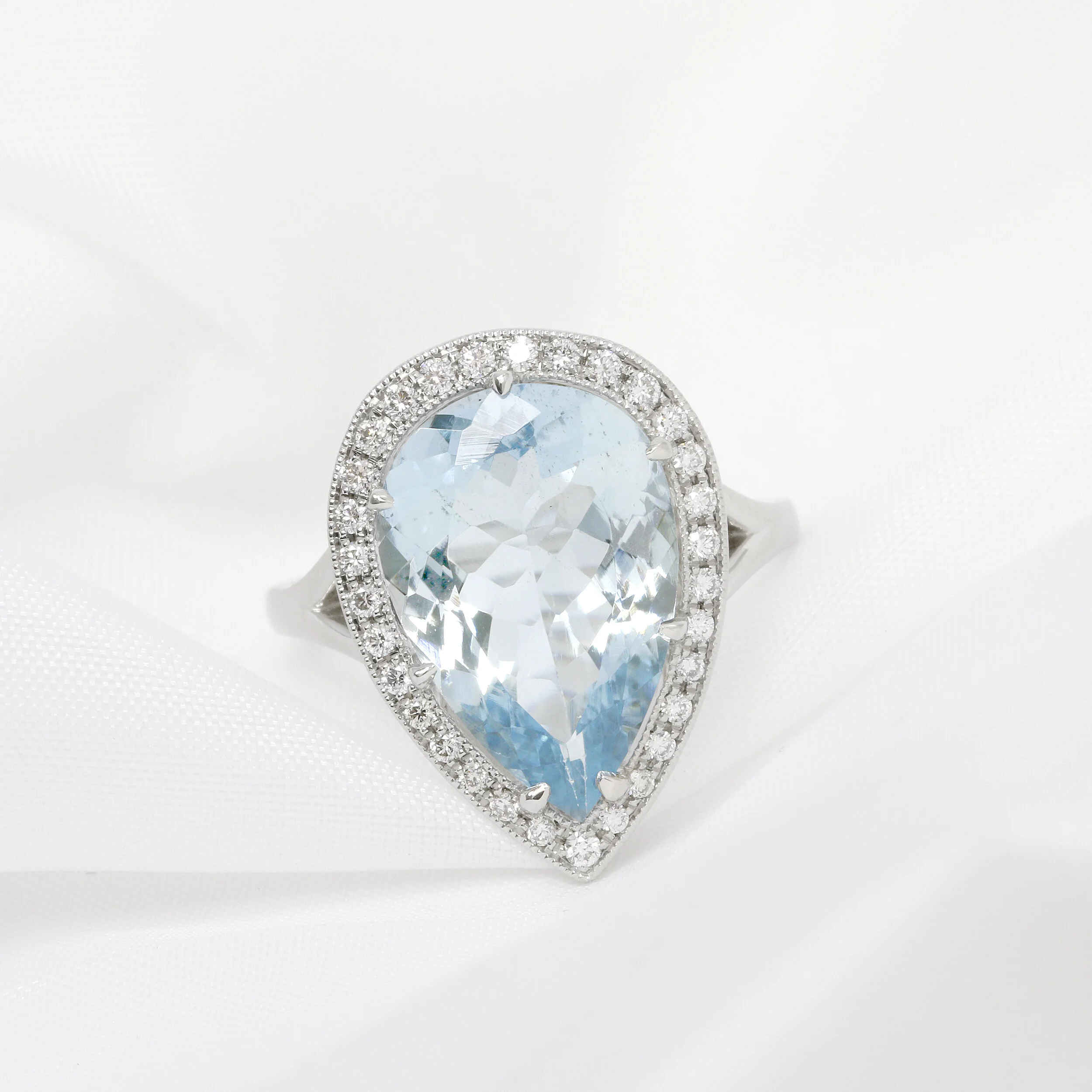 Aquamarine & Diamond Platinum Cocktail Ring