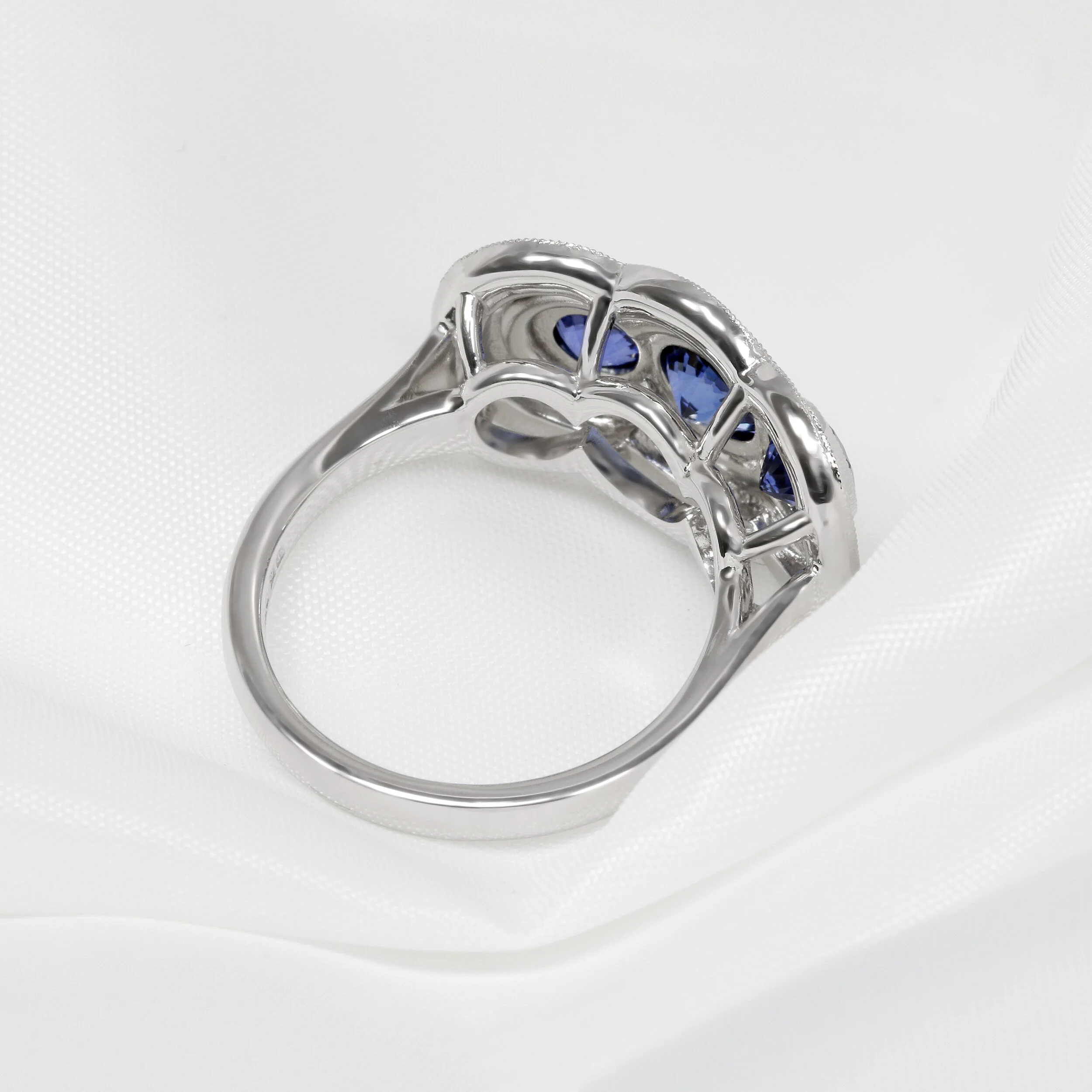 Sapphire & Diamond Double Halo Ring