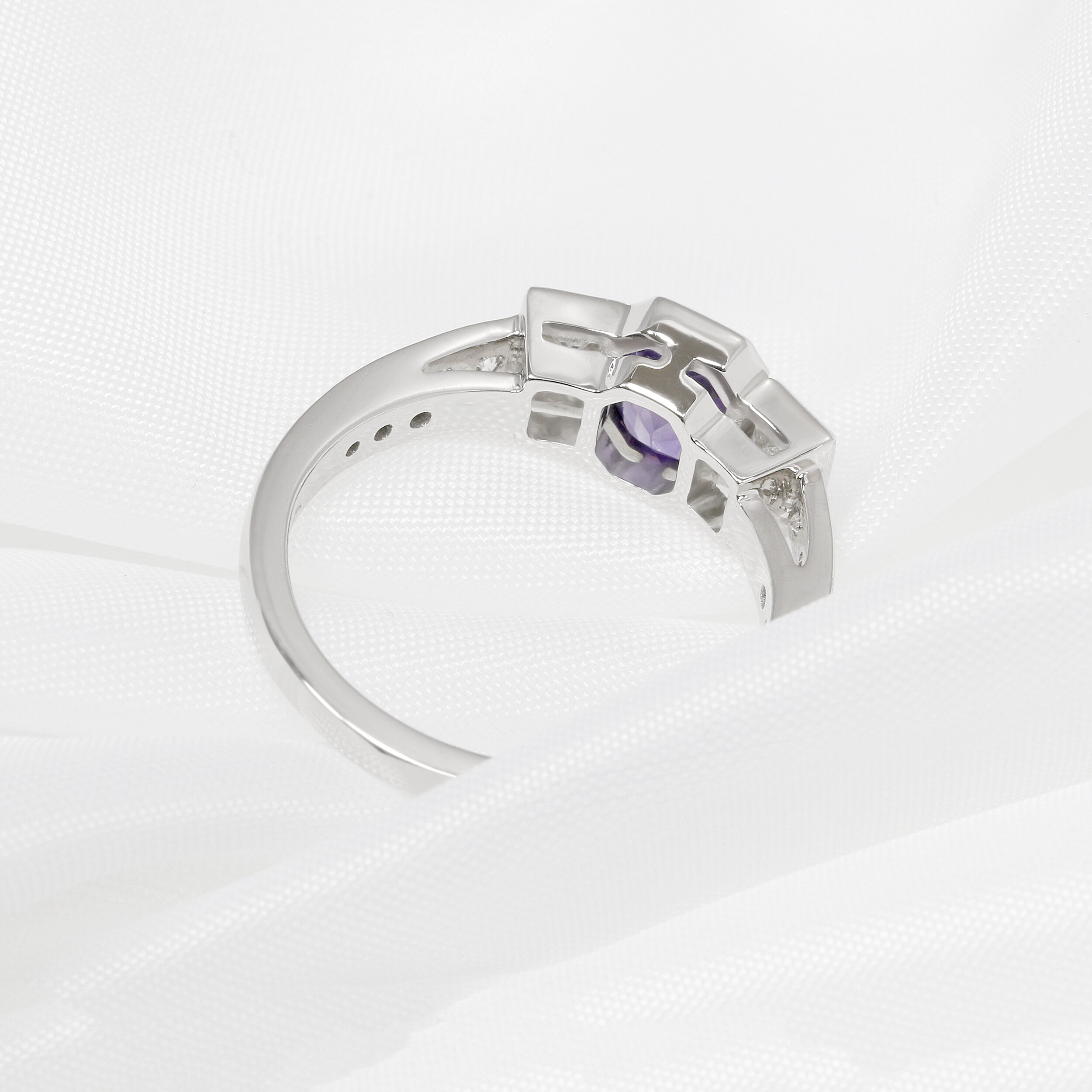 Purple Sapphire and Diamond Ring in White Gold