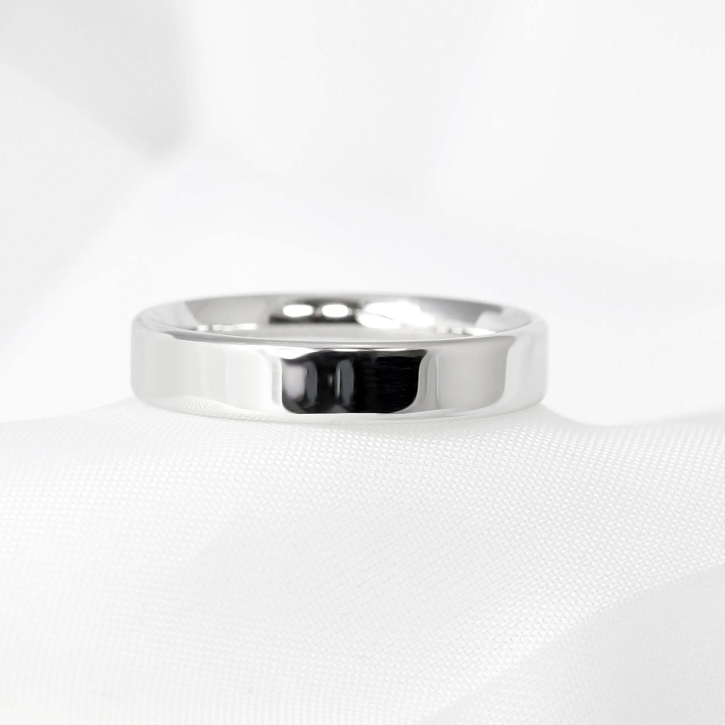 Modern Flat Profile Wedding Ring in 18ct White Gold