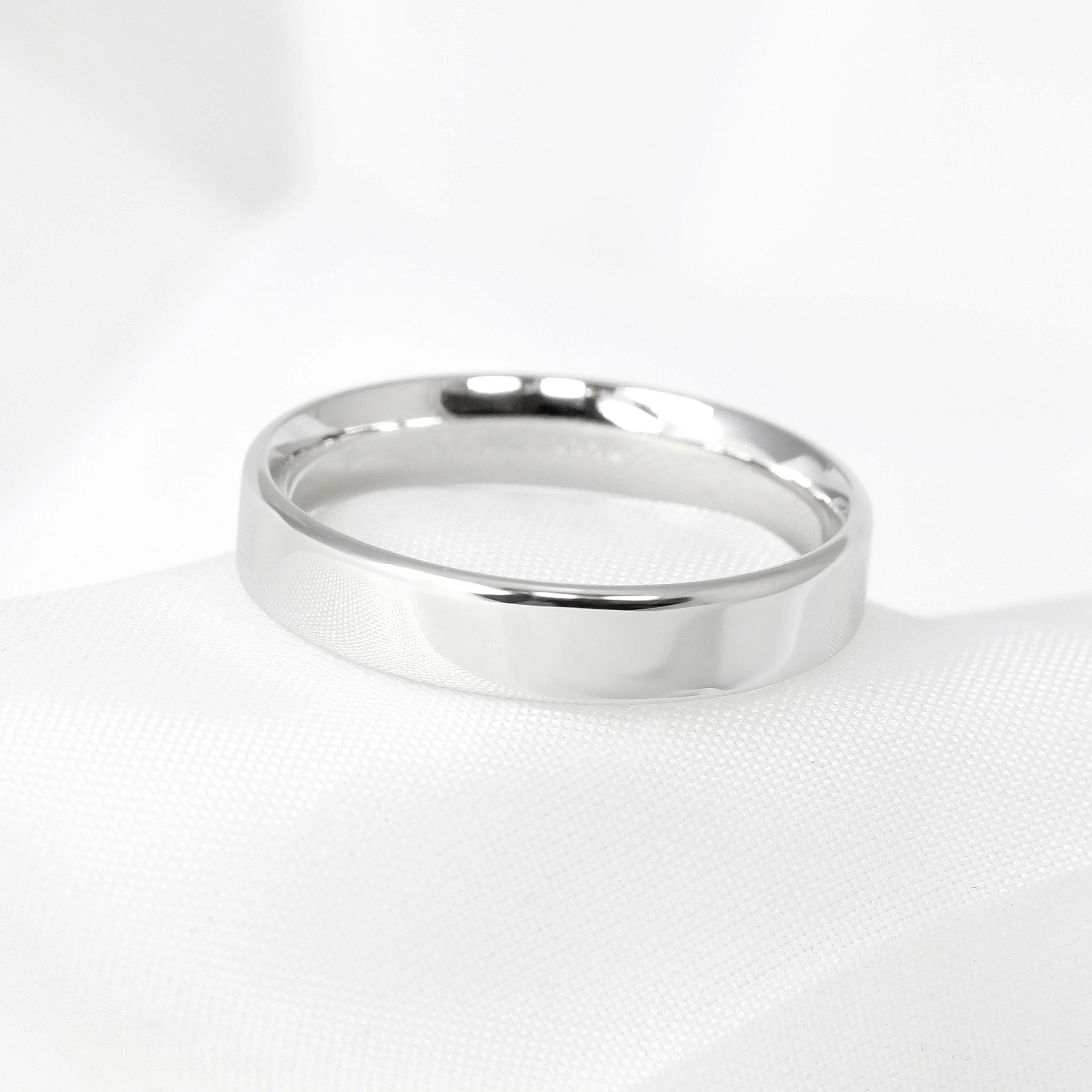 Modern Flat Profile Wedding Ring in 18ct White Gold