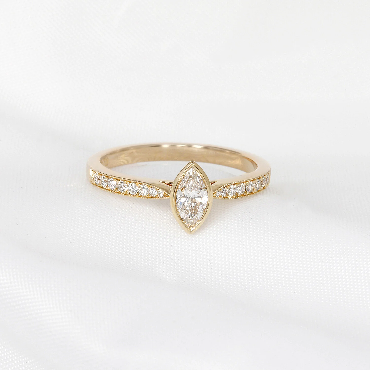 Marquise Cut Diamond Solitaire Ring in Rose Gold