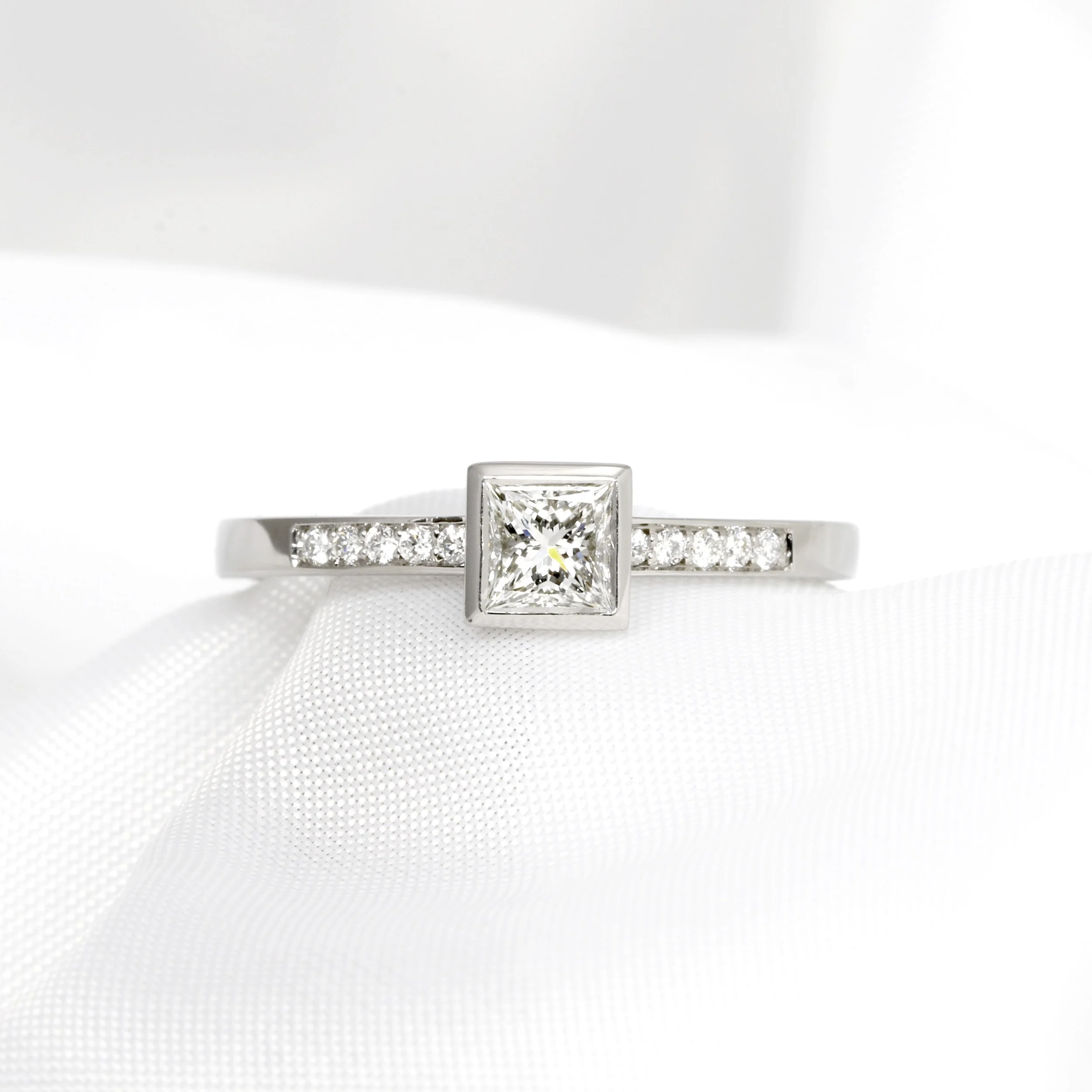 Palladium Princess Cut Diamond Ring