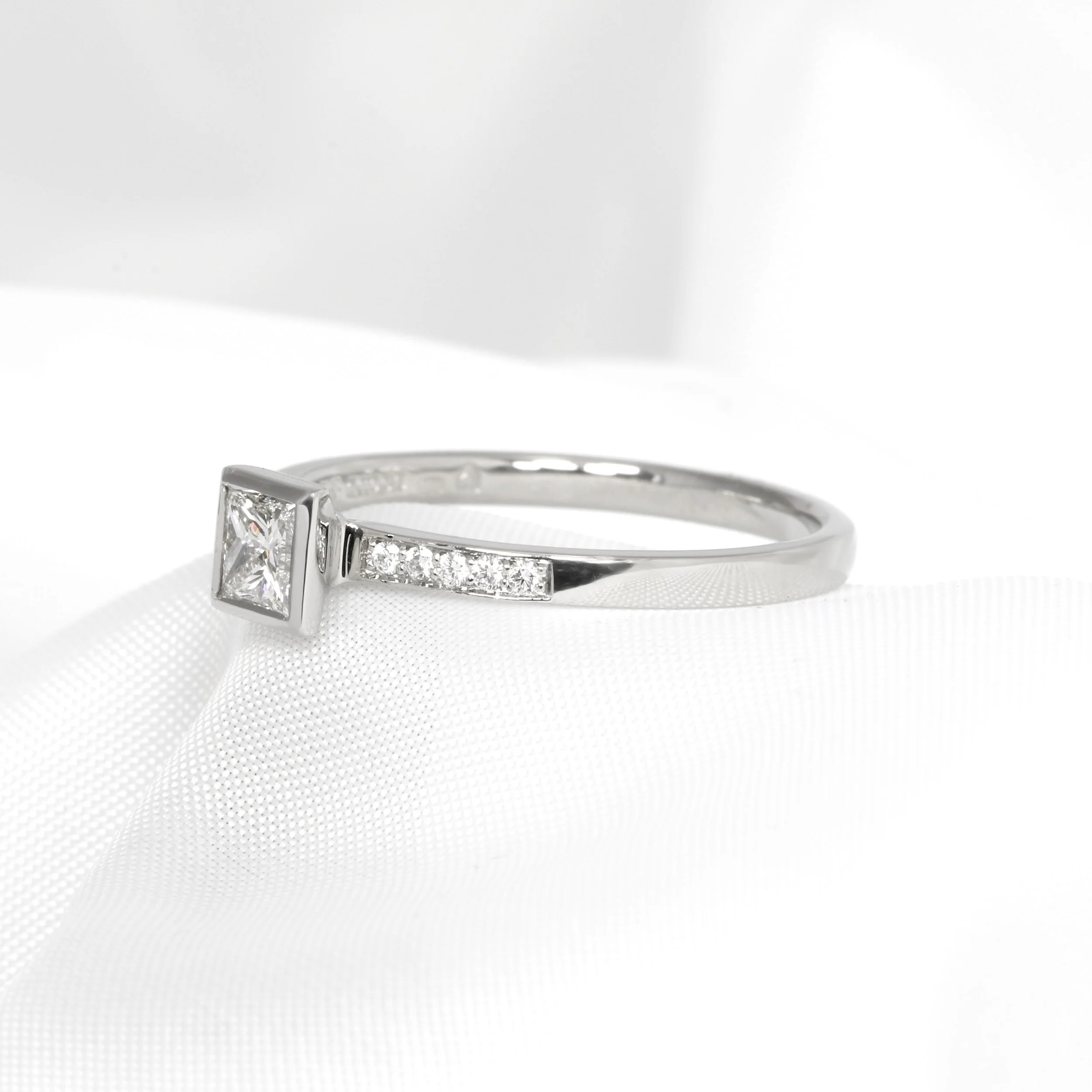 Palladium Princess Cut Diamond Ring