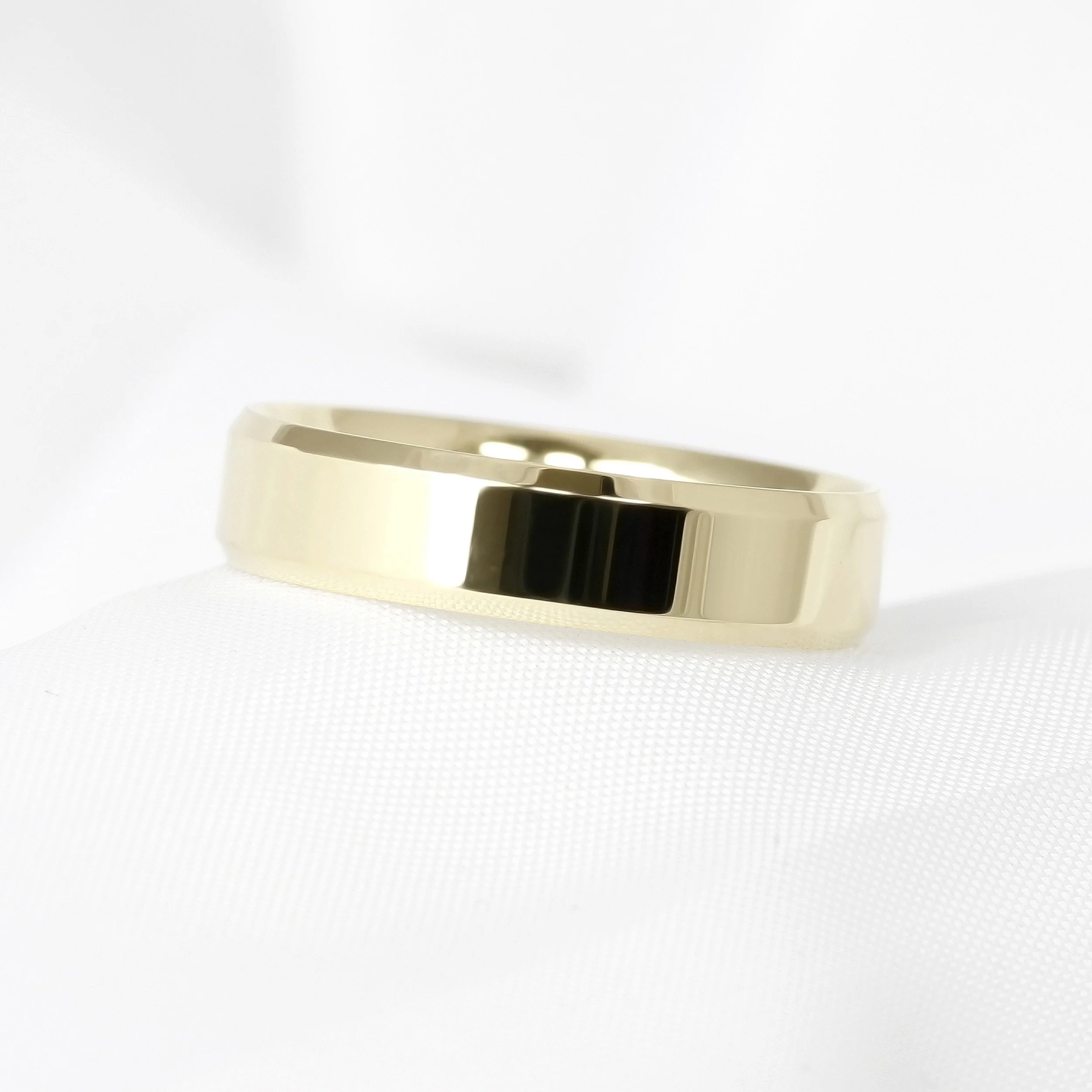Bevelled Edge Yellow Gold Wedding Ring