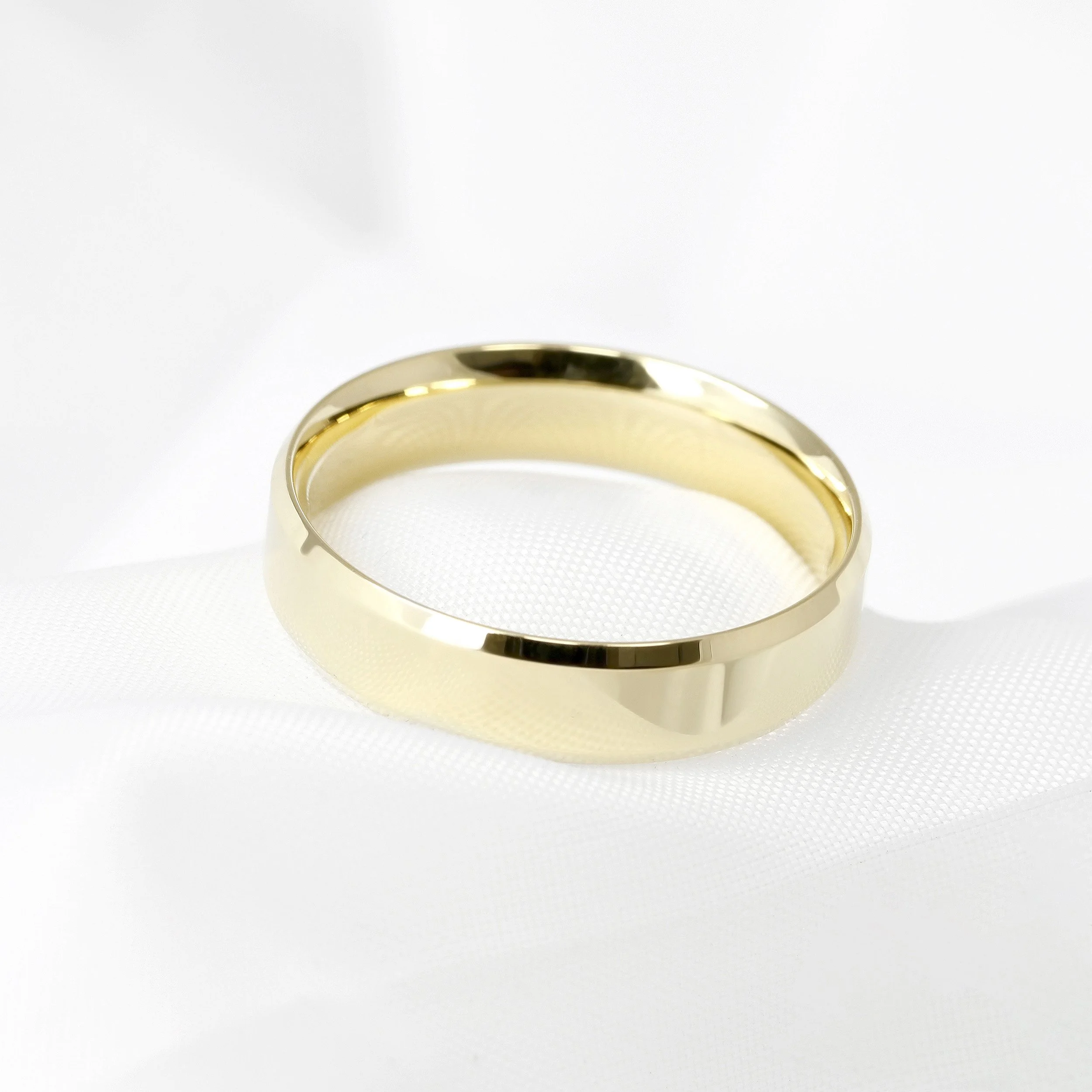 Bevelled Edge Yellow Gold Wedding Ring