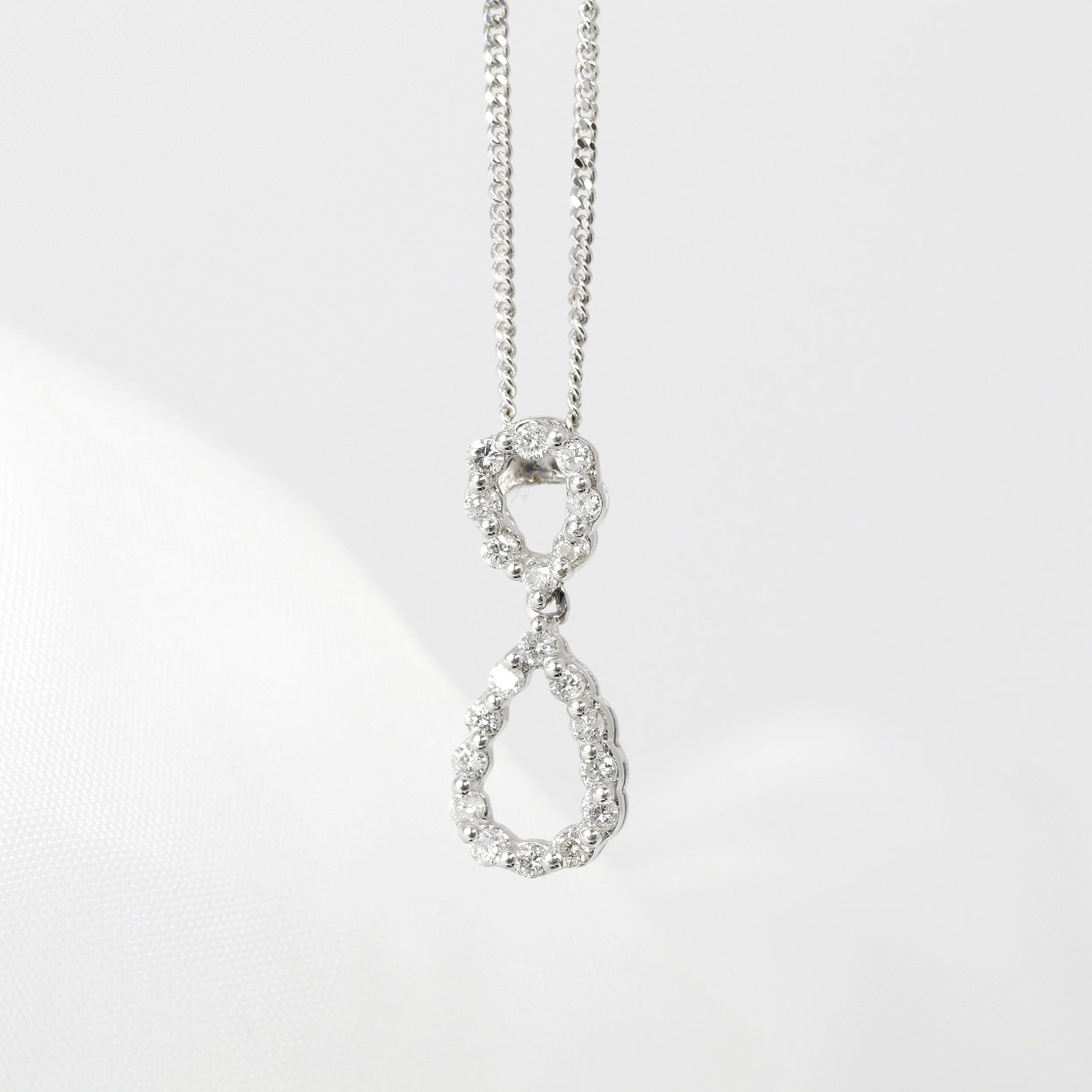 Diamond Drop Pendant in White Gold