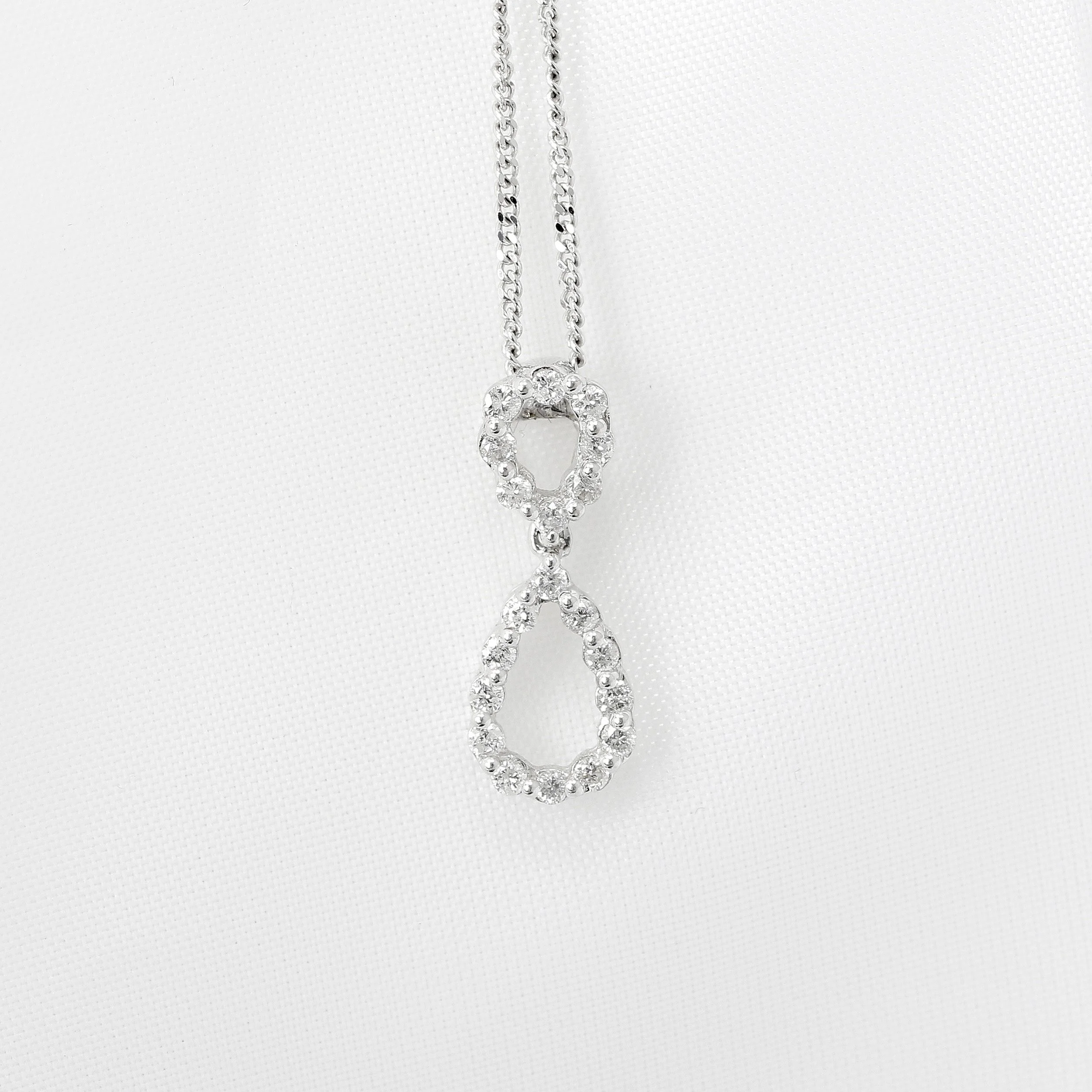 Diamond Drop Pendant in White Gold
