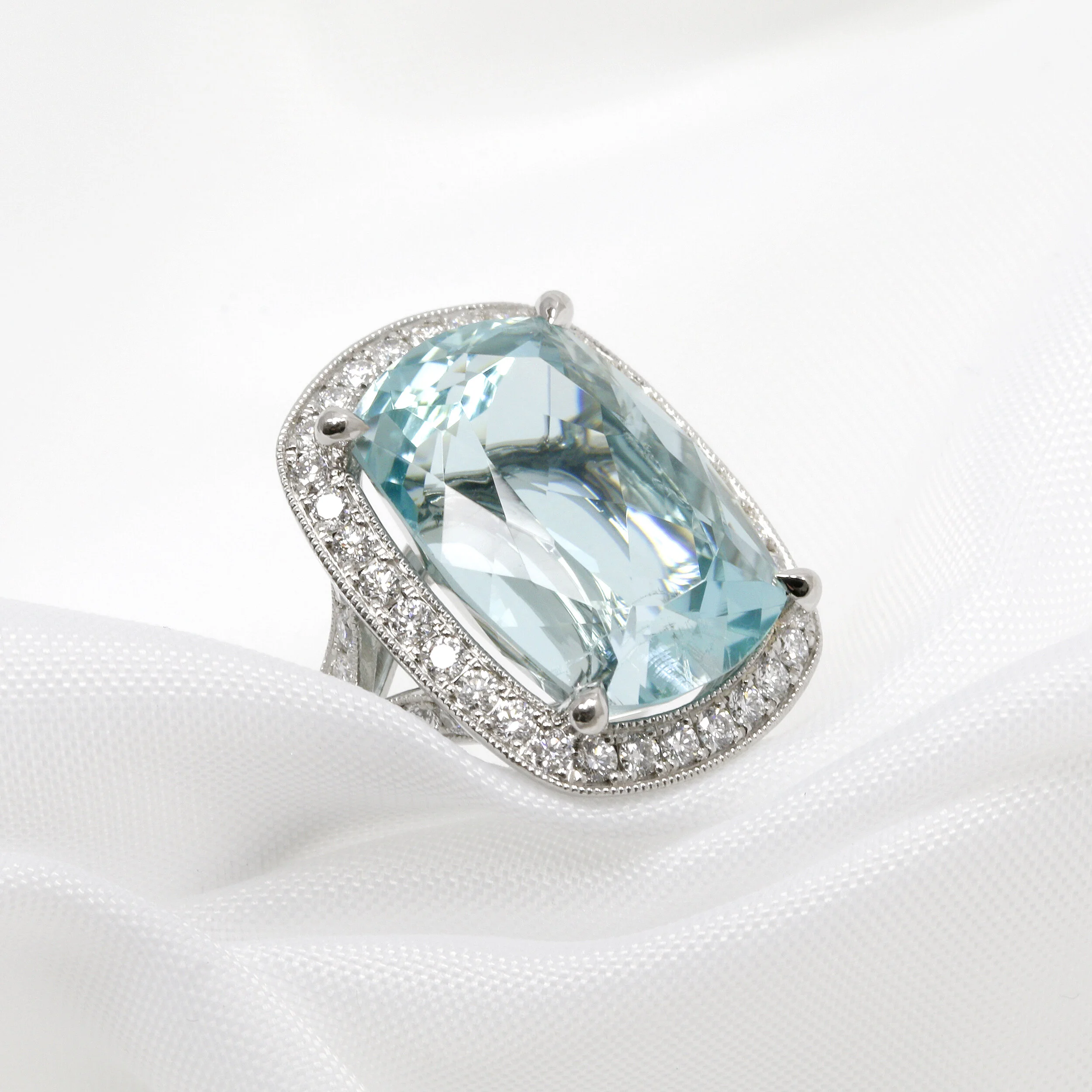 Aquamarine & Diamond Ring