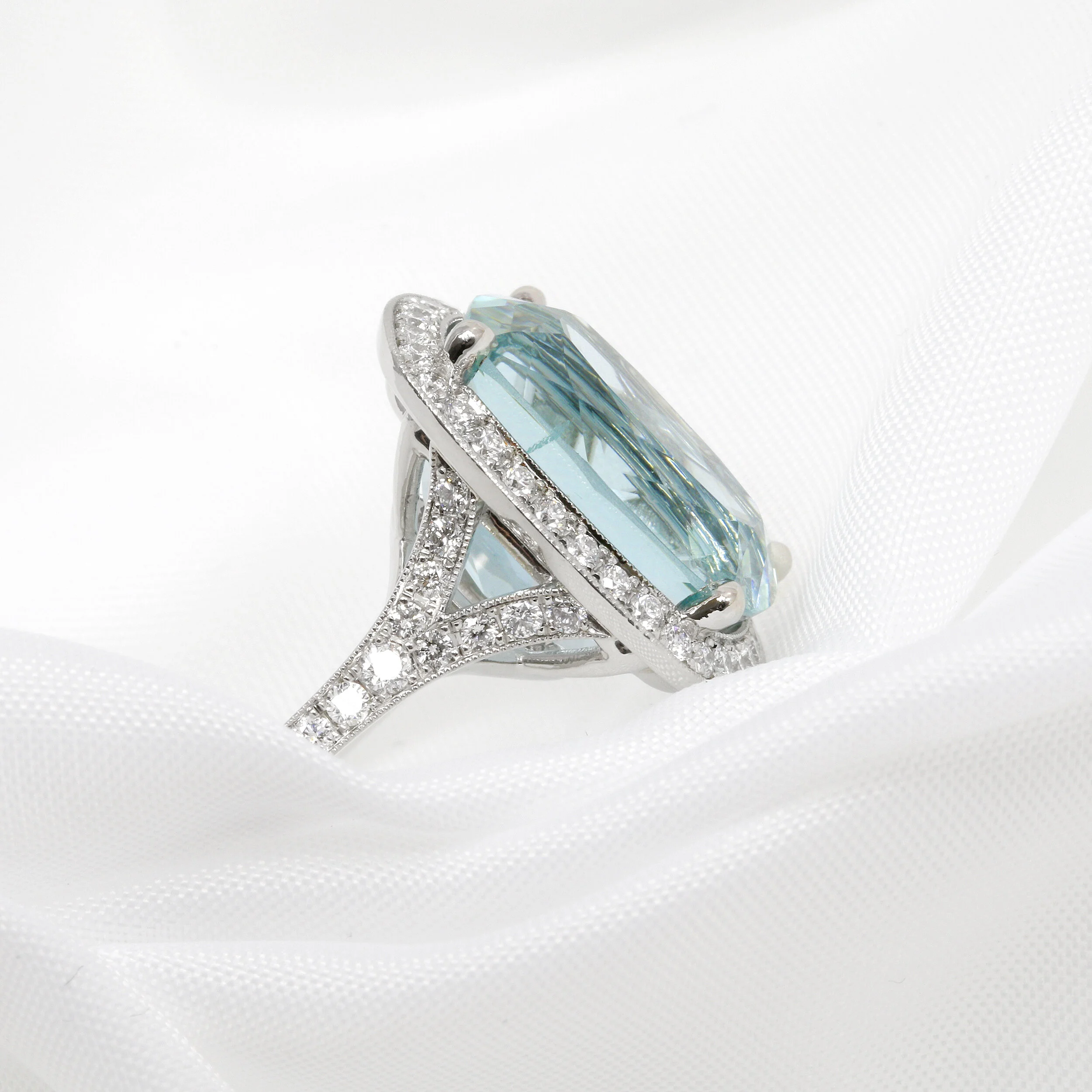 Aquamarine & Diamond Ring
