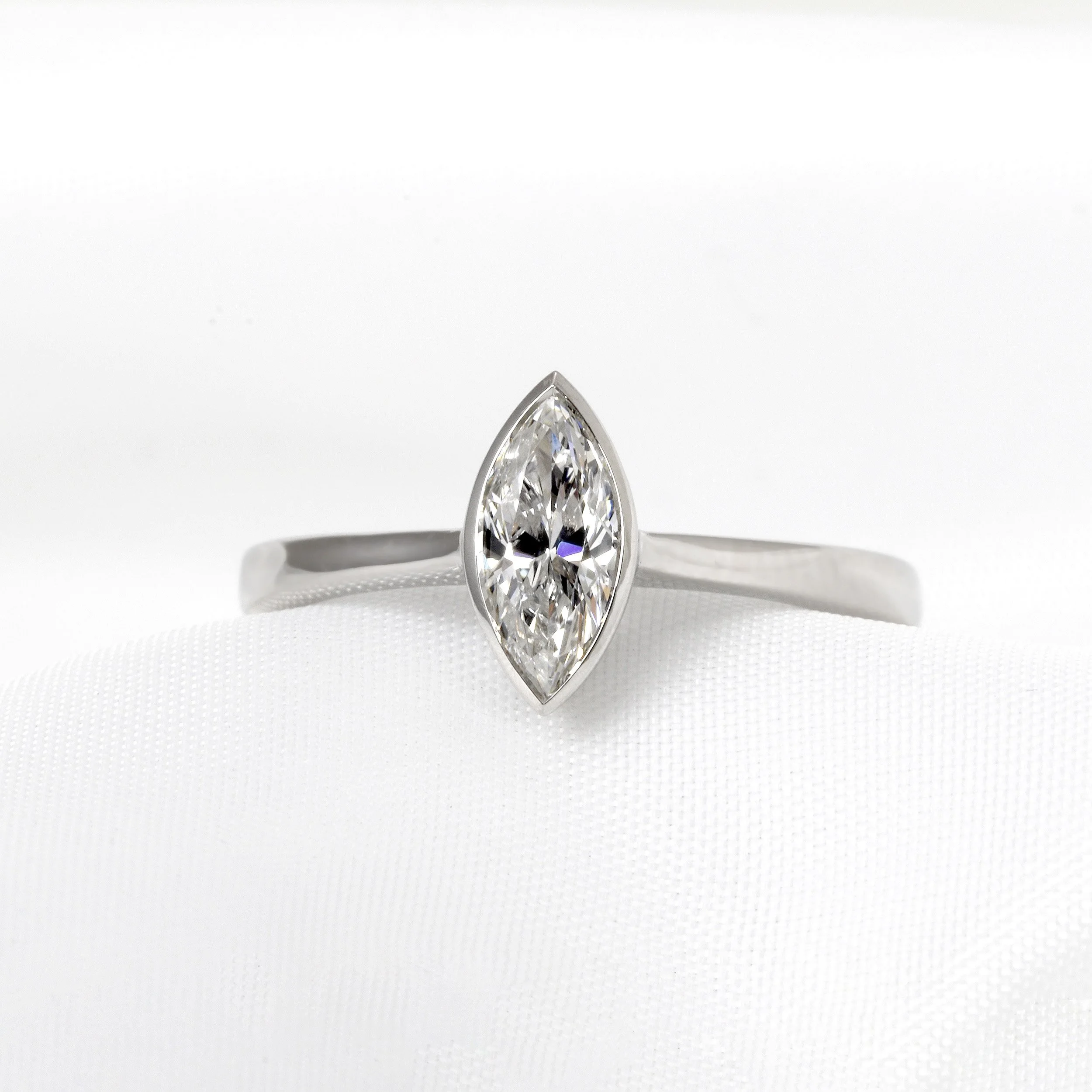 Marquise Diamond Ring in White Gold