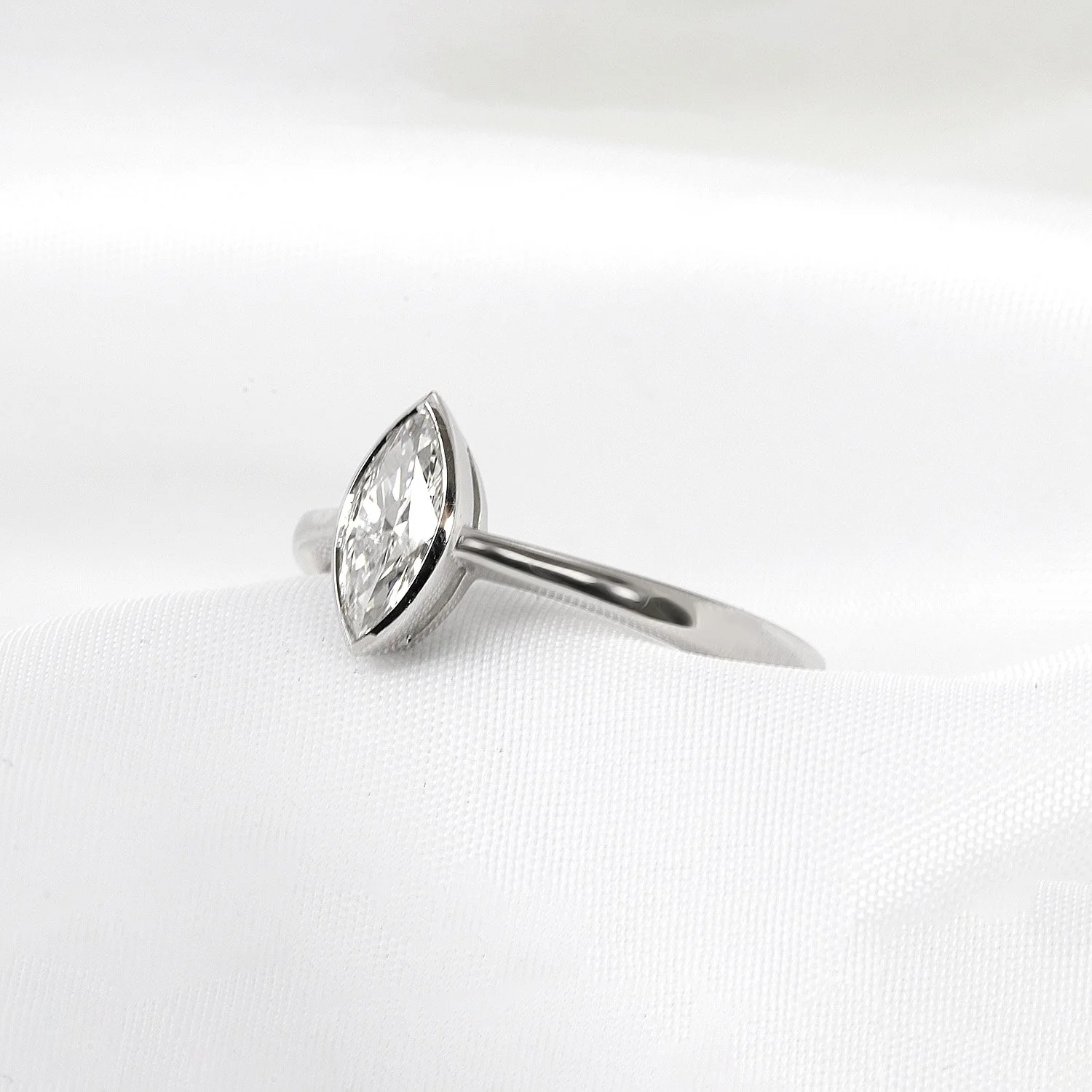 Marquise Diamond Ring in White Gold