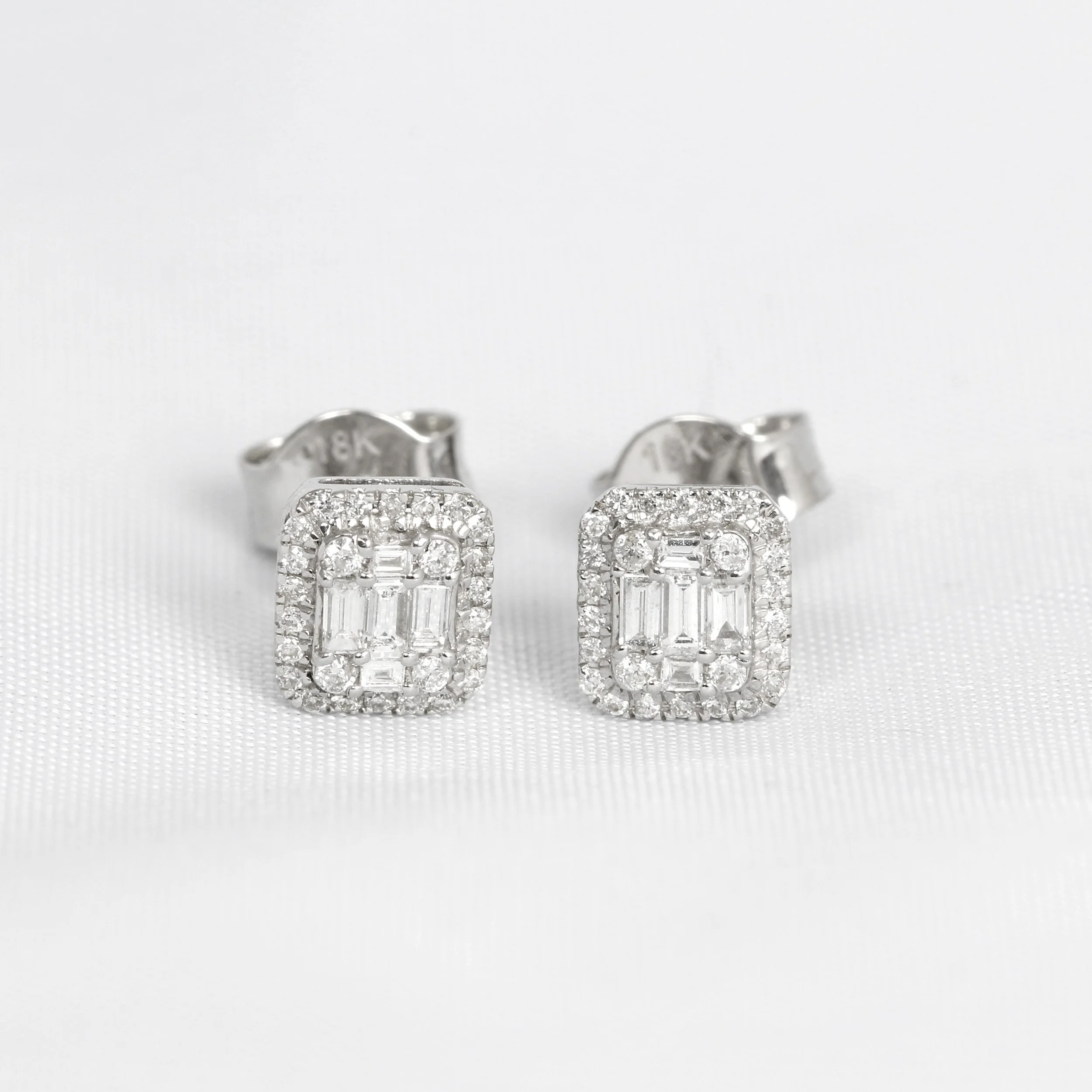 Rectangular Diamond Cluster Earrings