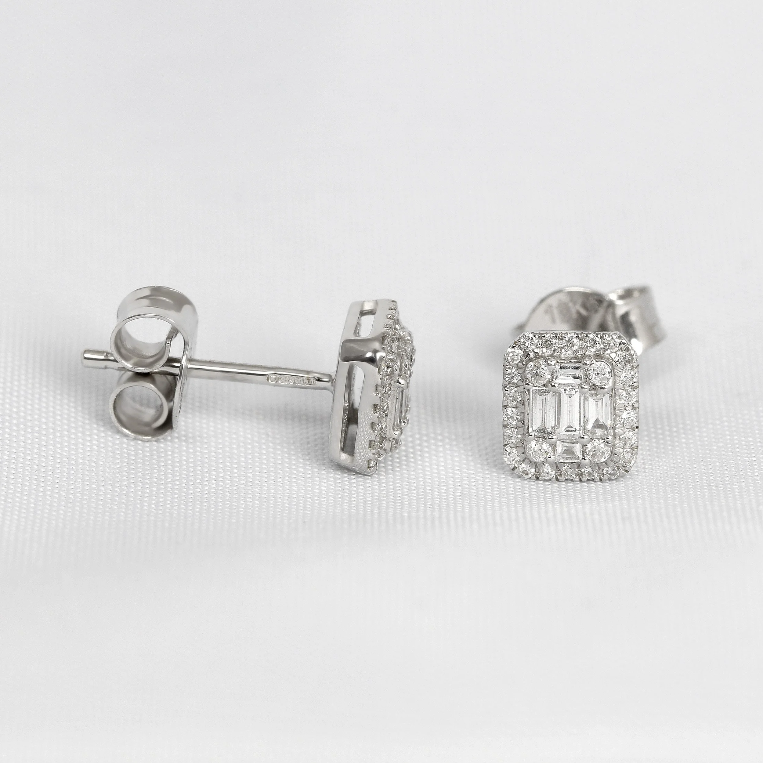 Rectangular Diamond Cluster Earrings