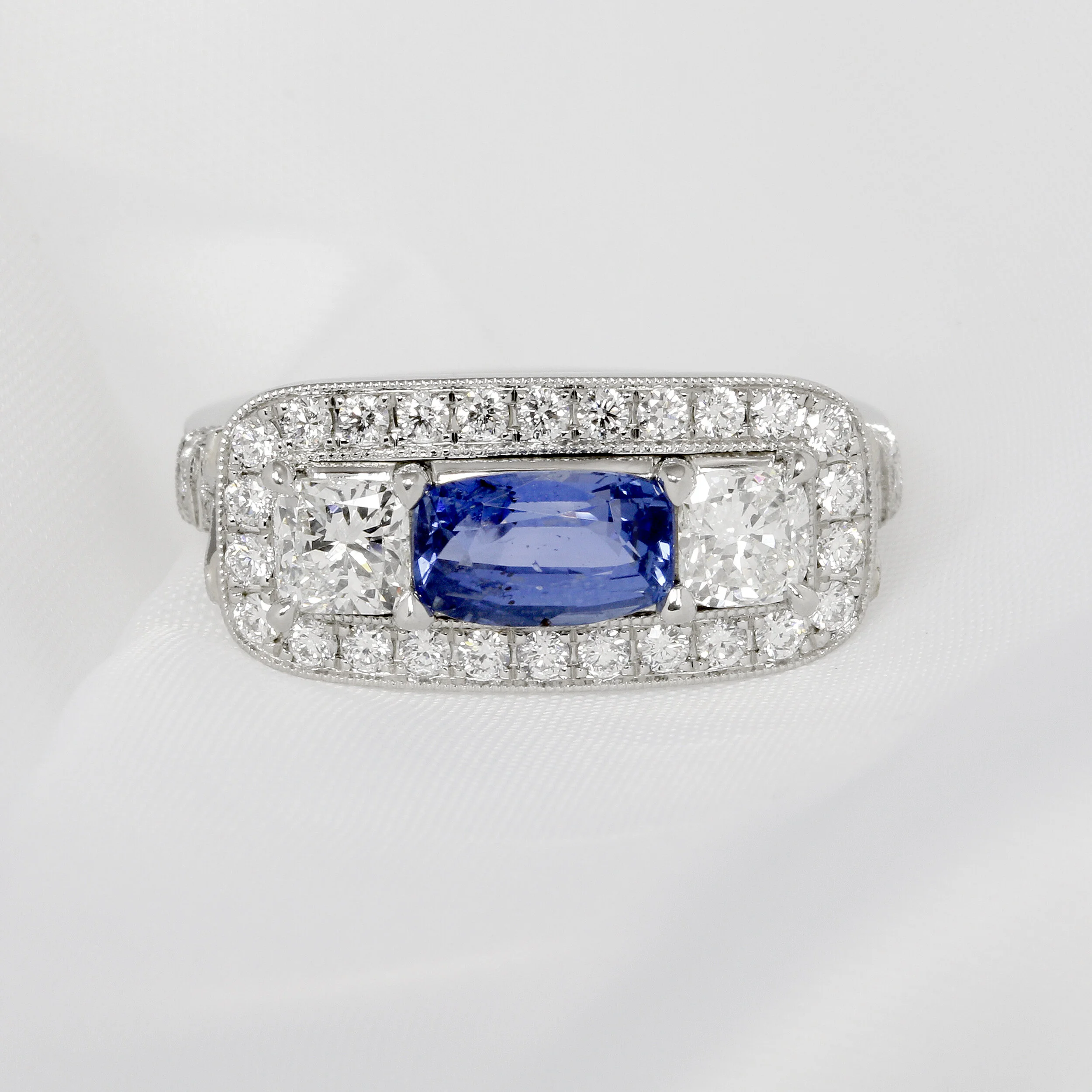 Oval Sapphire & Diamond Cluster Ring